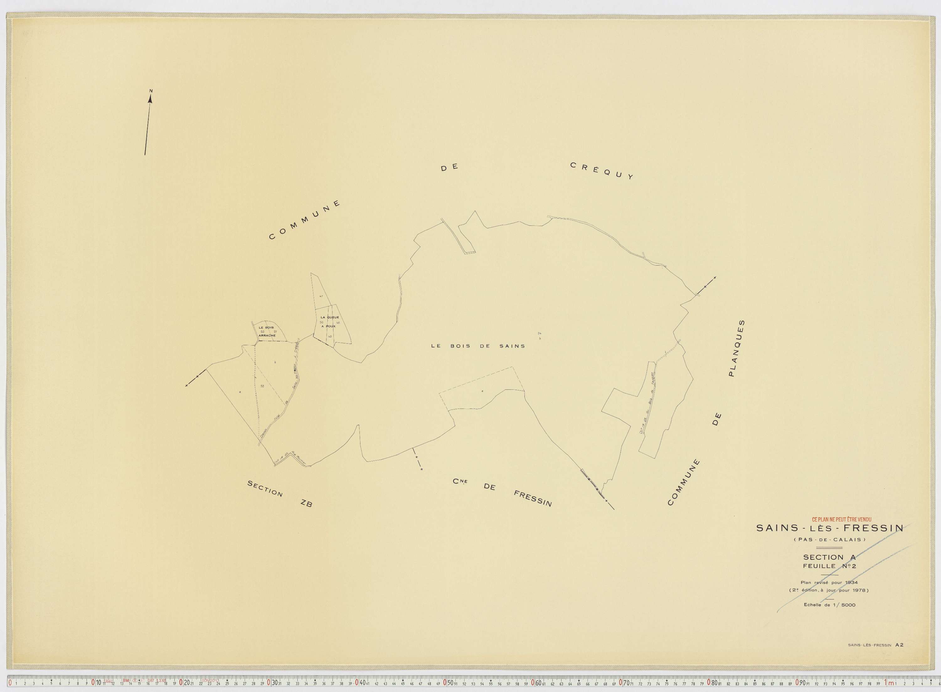 Sains-lès-Fressin - Section A, feuille 2.