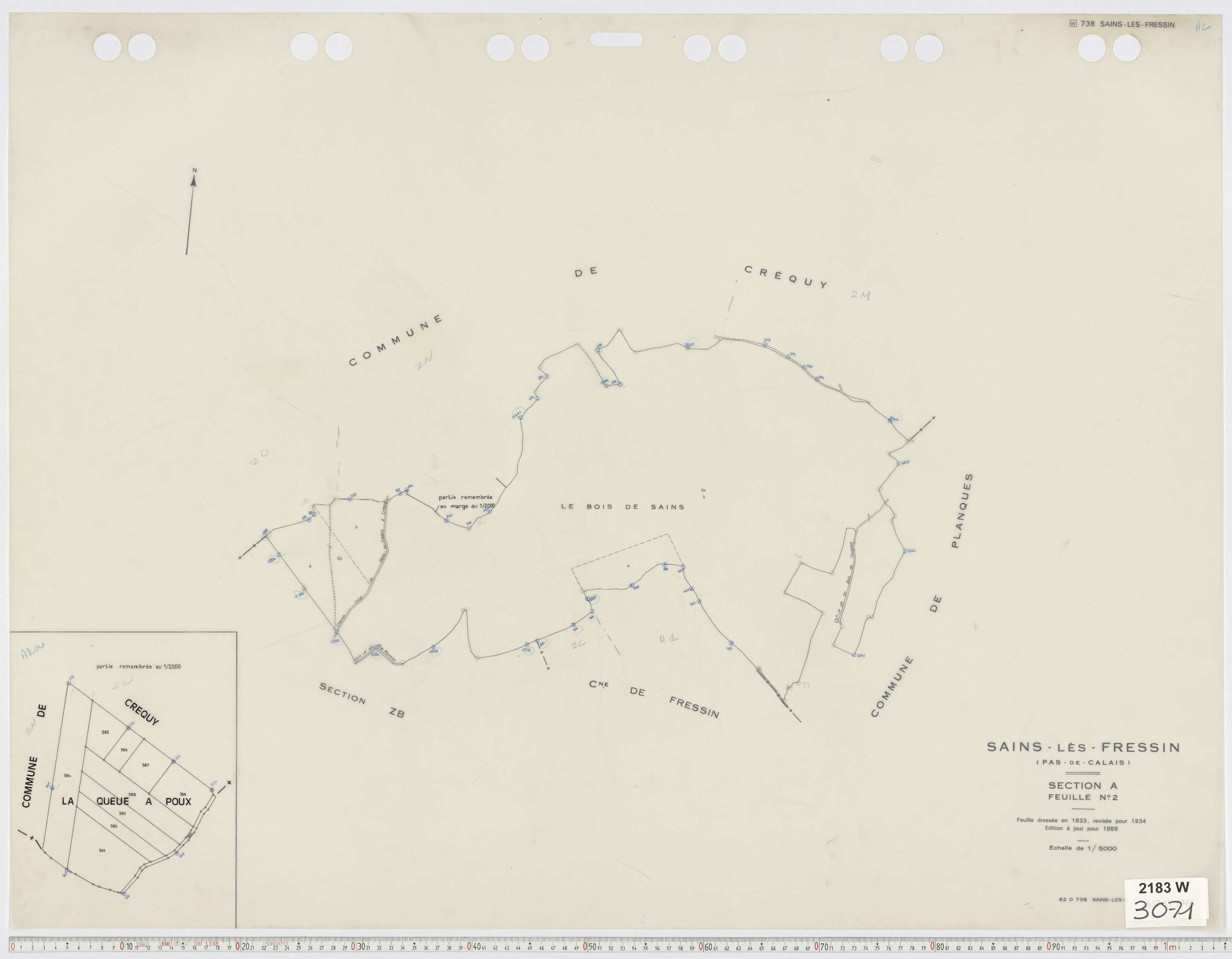 Sains-lès-Fressin - Section A, feuille 2.