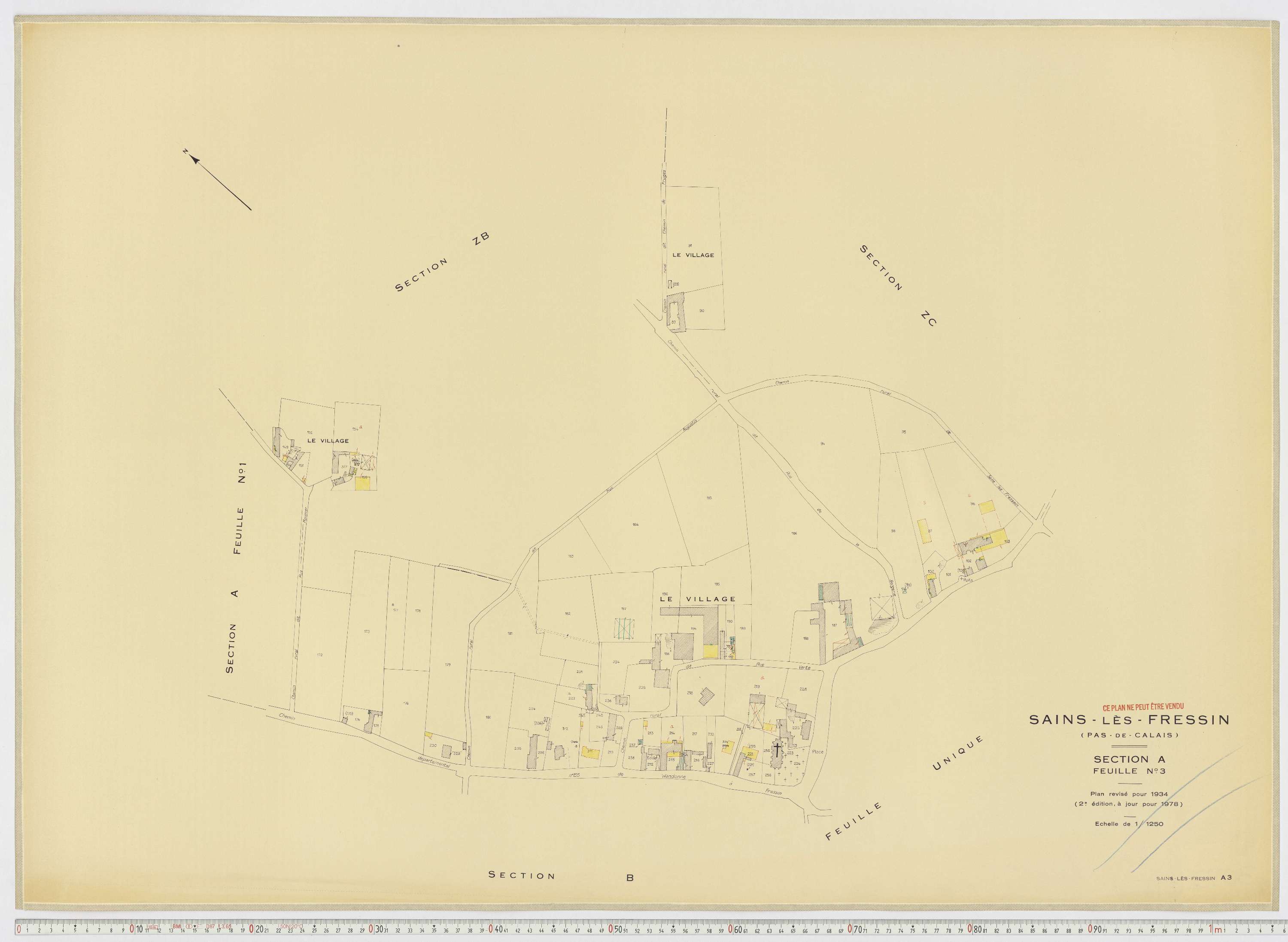 Sains-lès-Fressin - Section A, feuille 3.