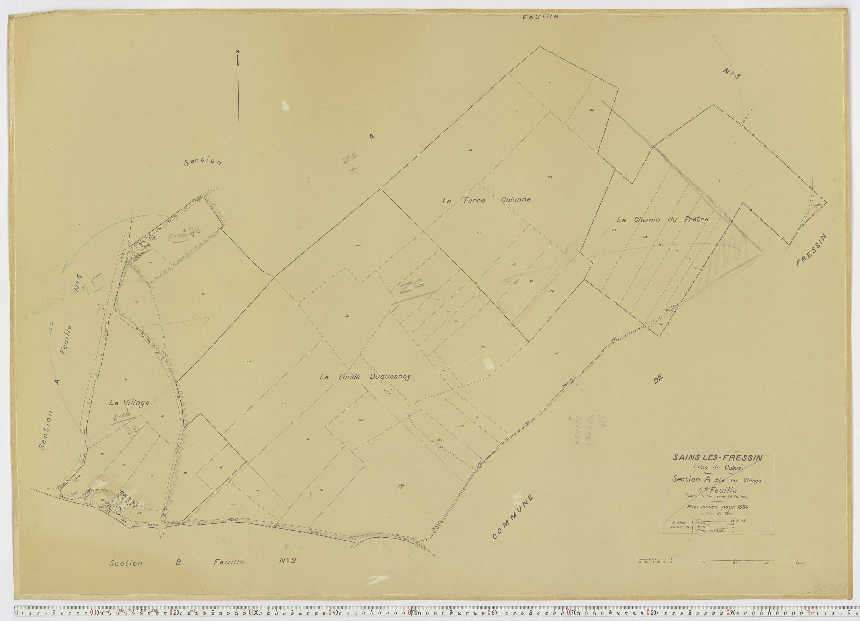 Sains-lès-Fressin - Section A, feuille 4.