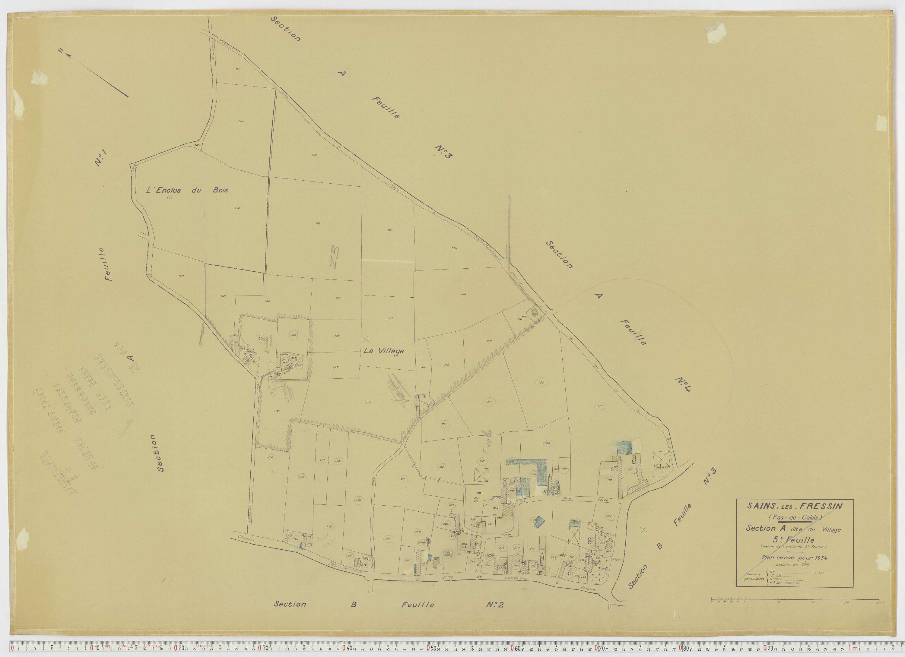 Sains-lès-Fressin - Section A, feuille 5.