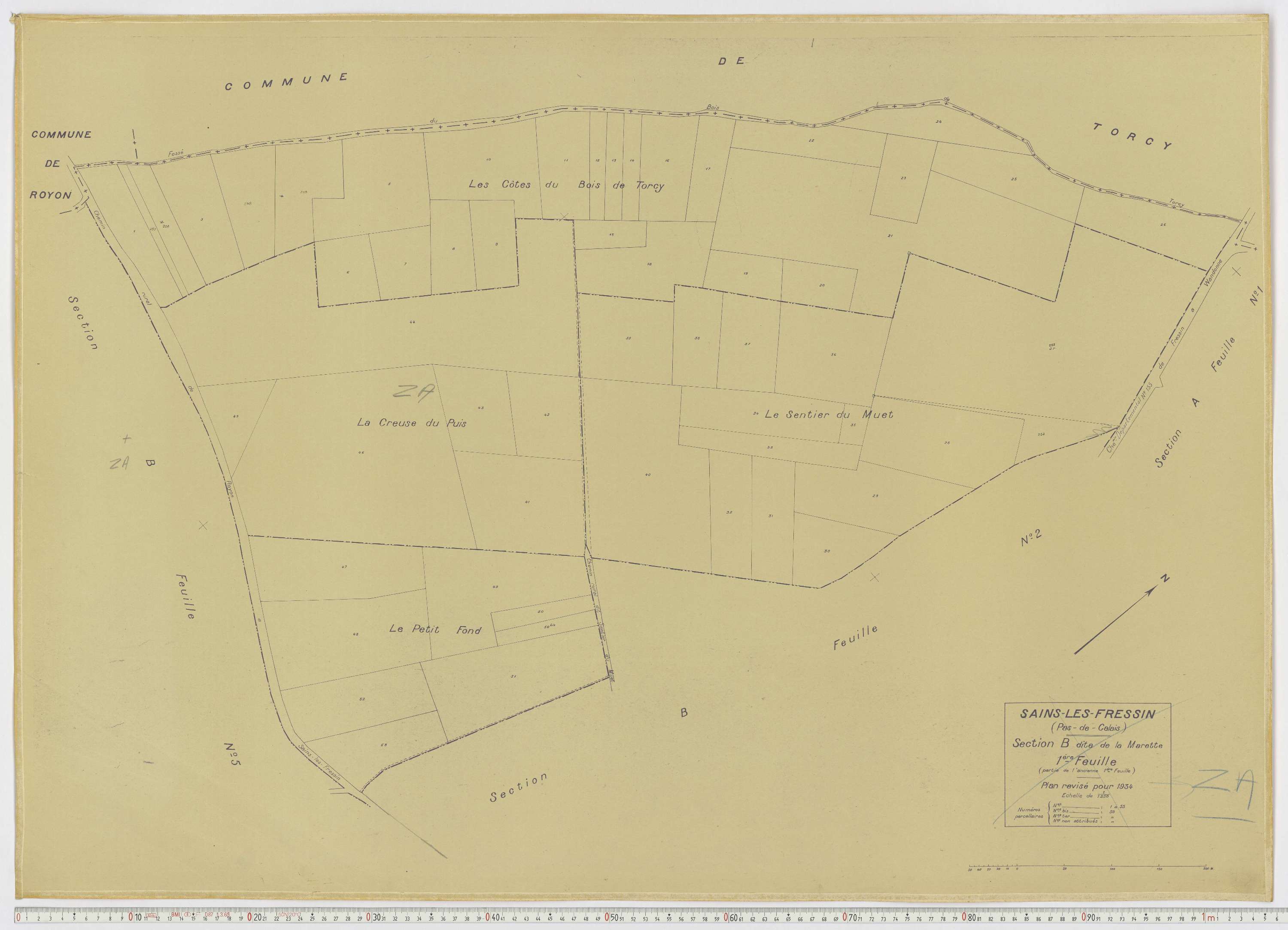 Sains-lès-Fressin - Section B, feuille 1.