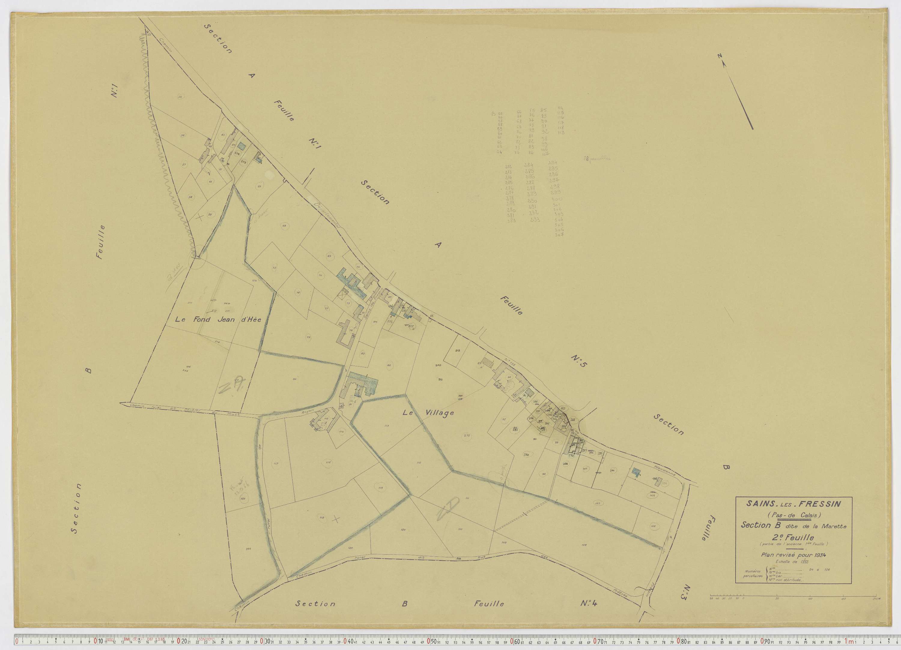 Sains-lès-Fressin - Section B, feuille 2.