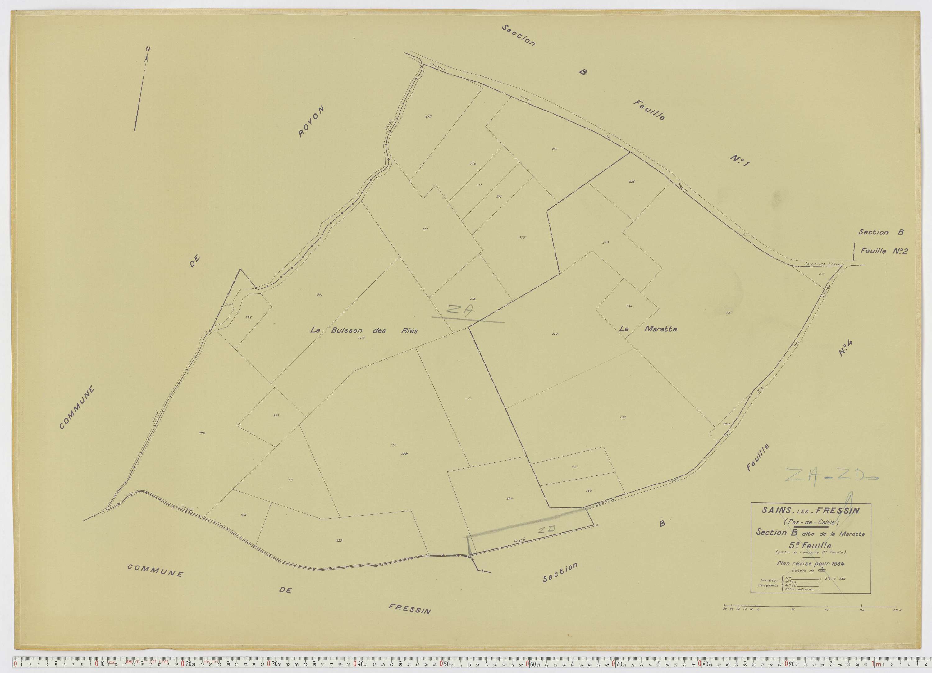 Sains-lès-Fressin - Section B, feuille 5.