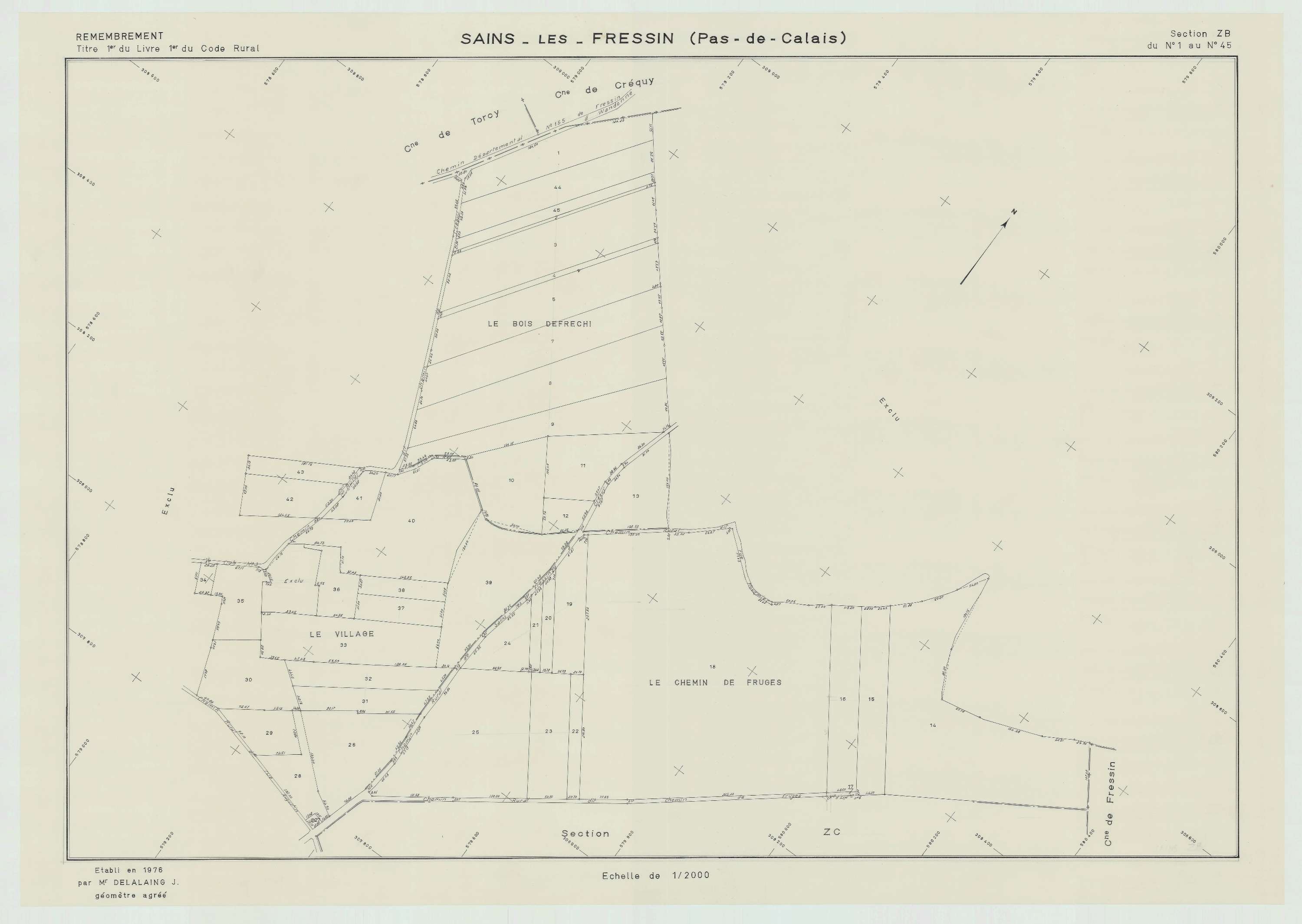 Sains-lès-Fressin - Plan de remembrement : section ZB.