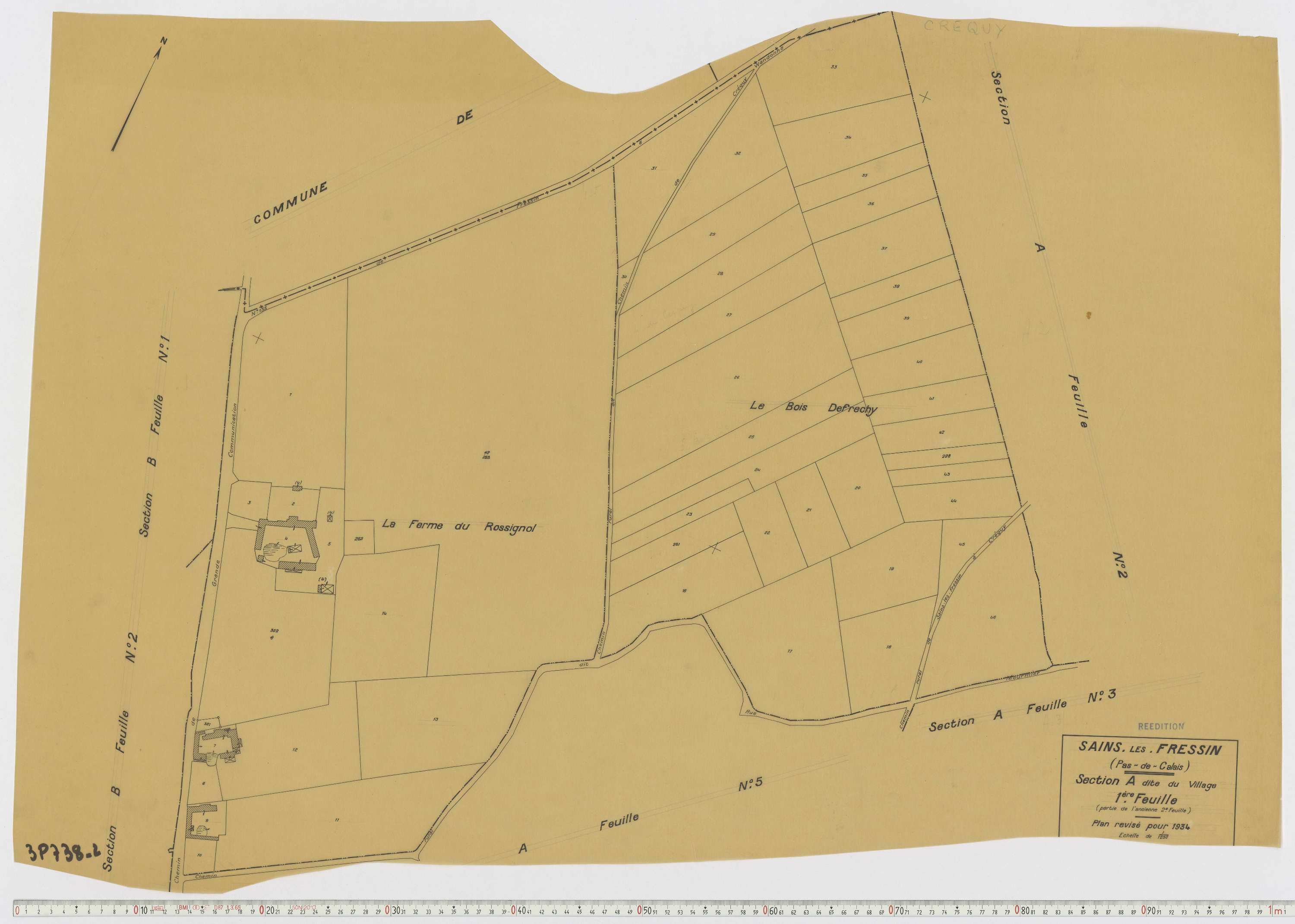Sains-lès-Fressin - Section A, feuille 1.