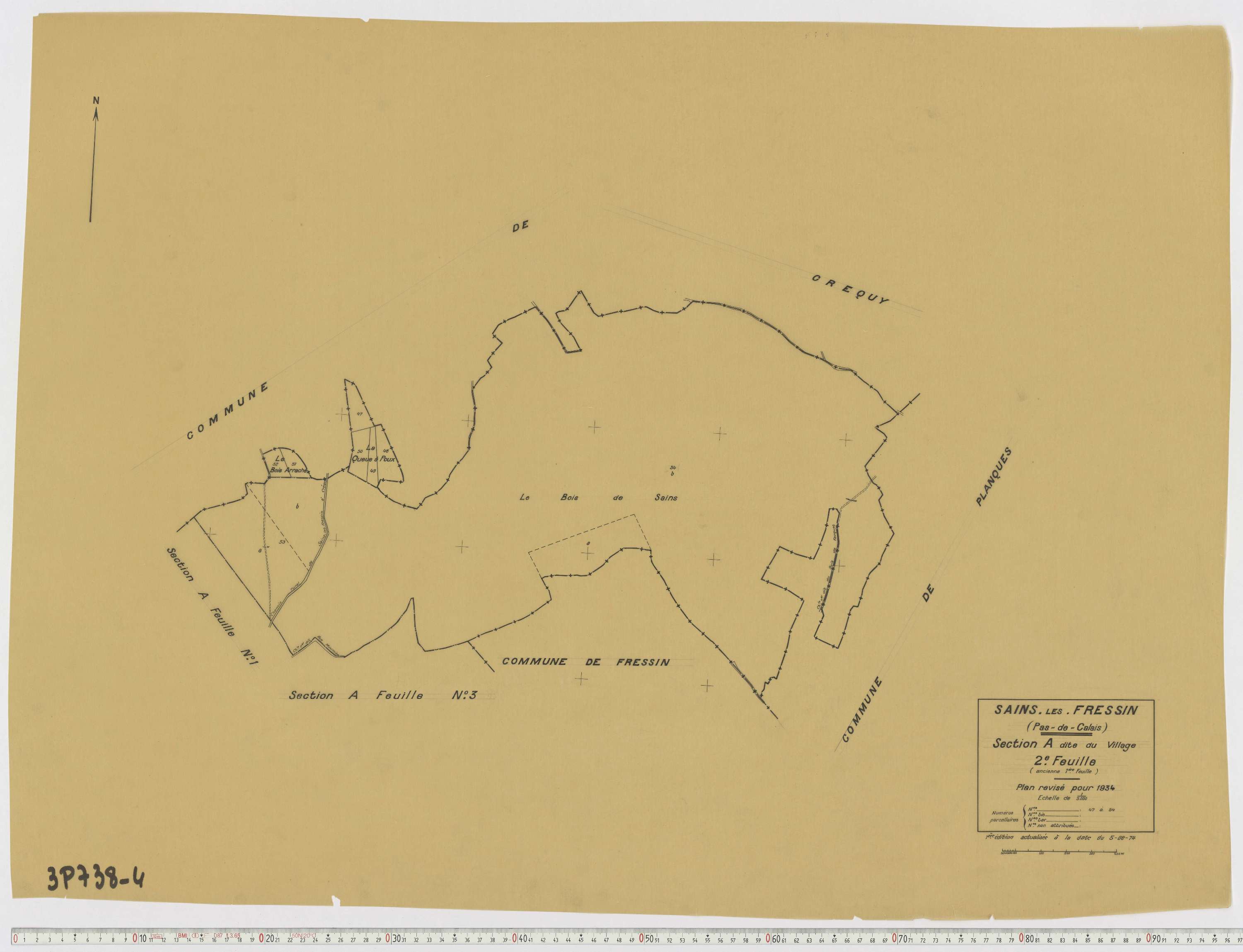 Sains-lès-Fressin - Section A, feuille 2.