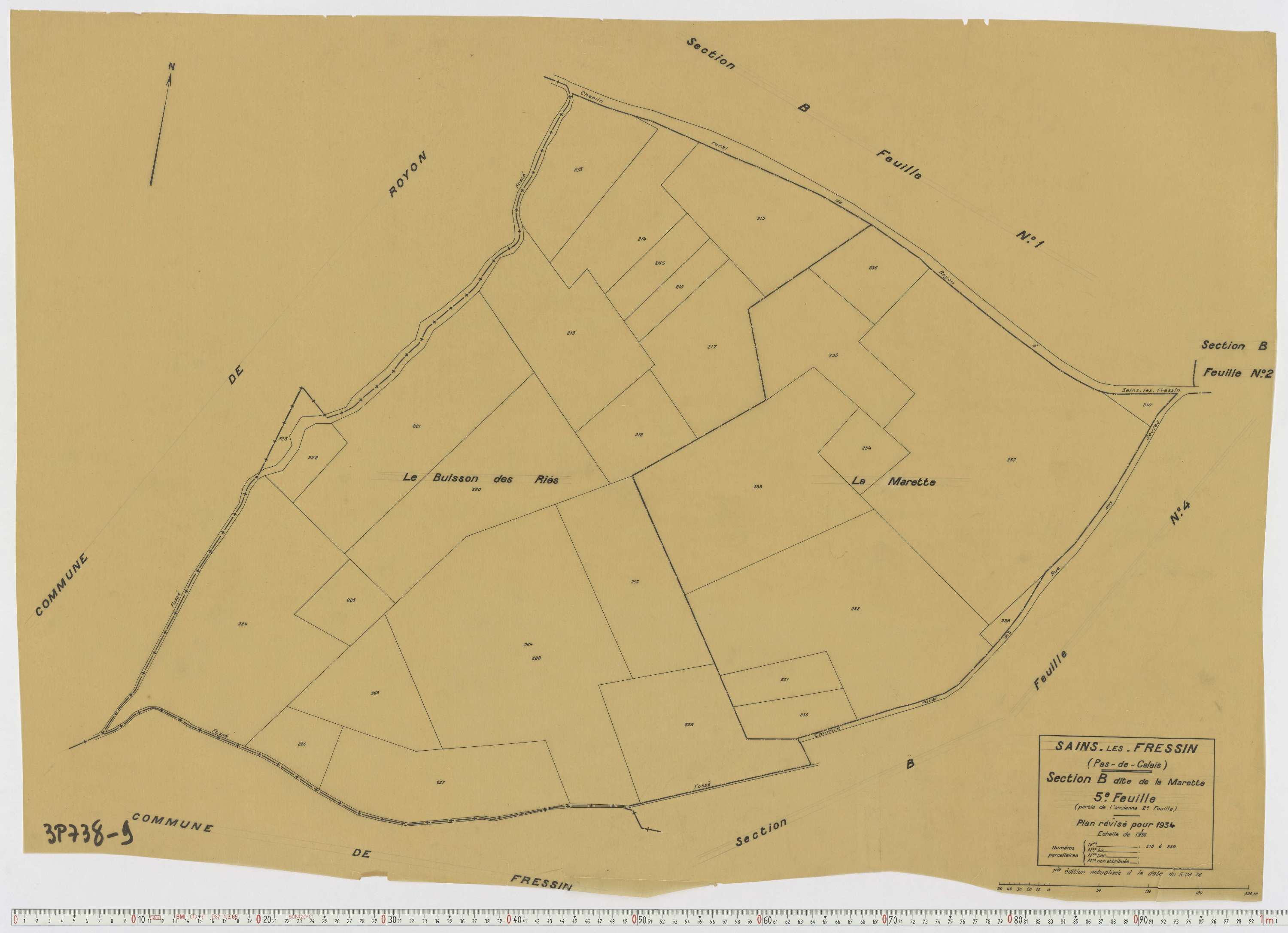 Sains-lès-Fressin - Section B, feuille 5.