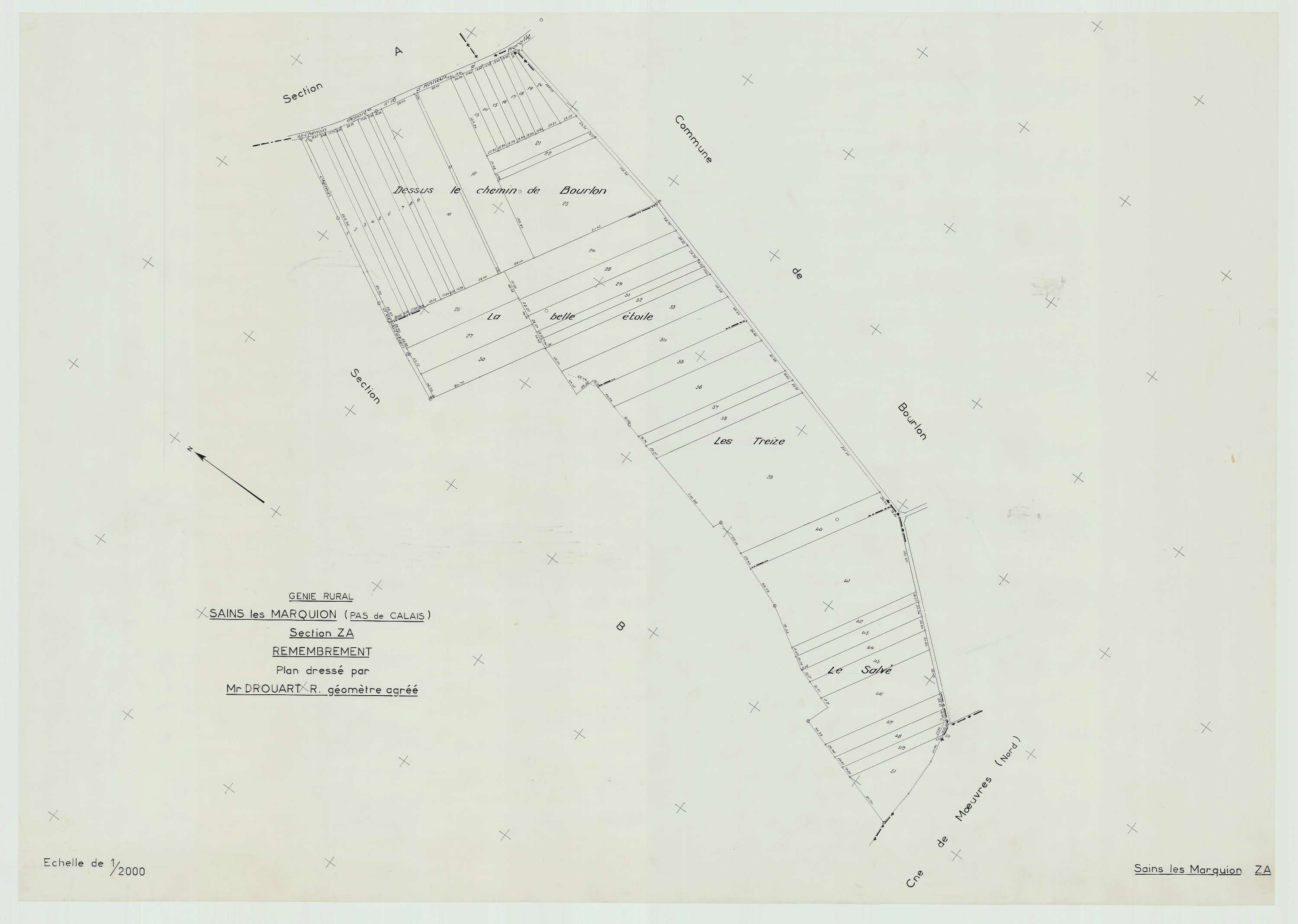 Sains-lès-Marquion - Plan de remembrement : section ZA.