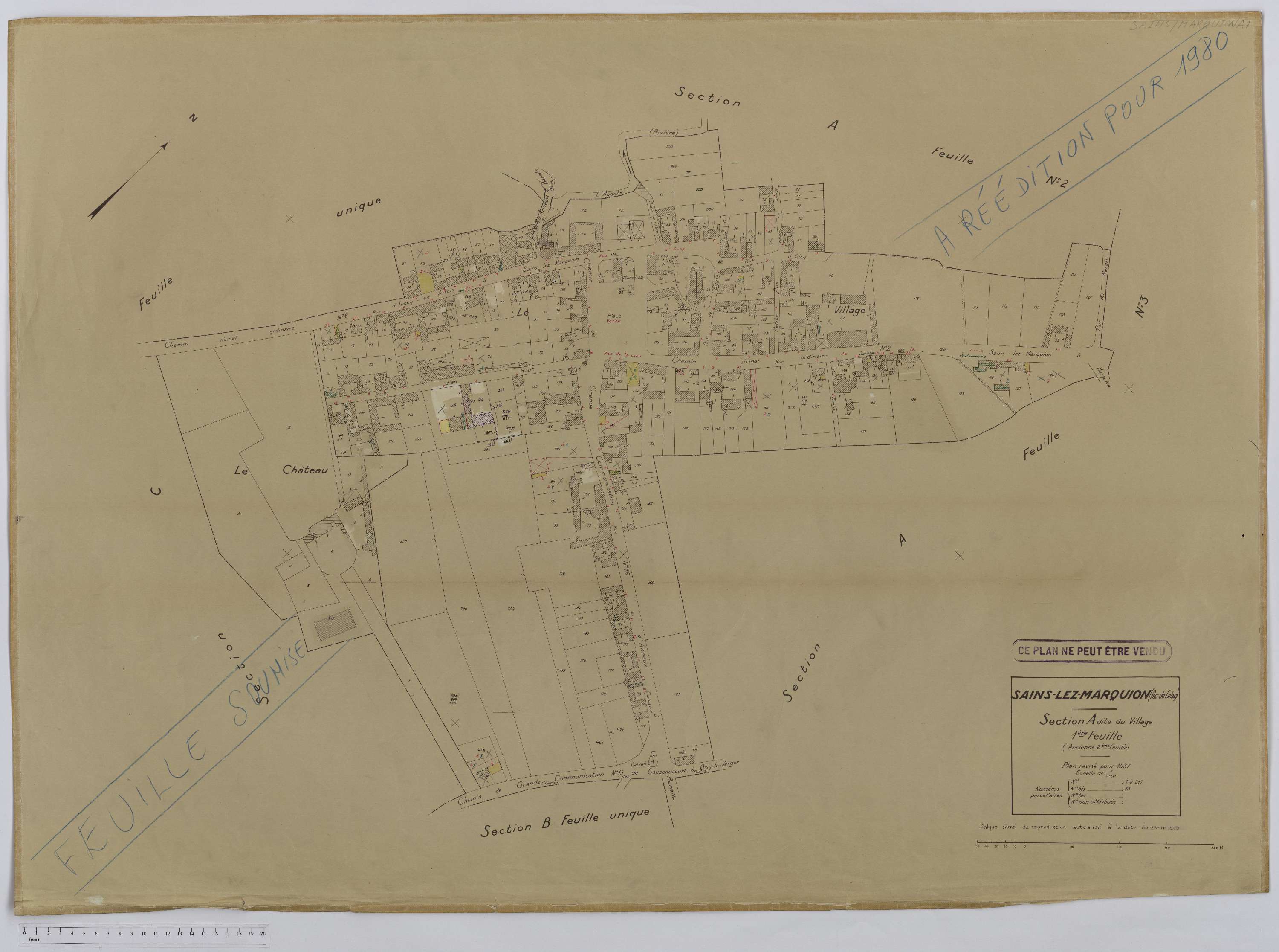Sains-lès-Marquion - Section A, feuille 1.