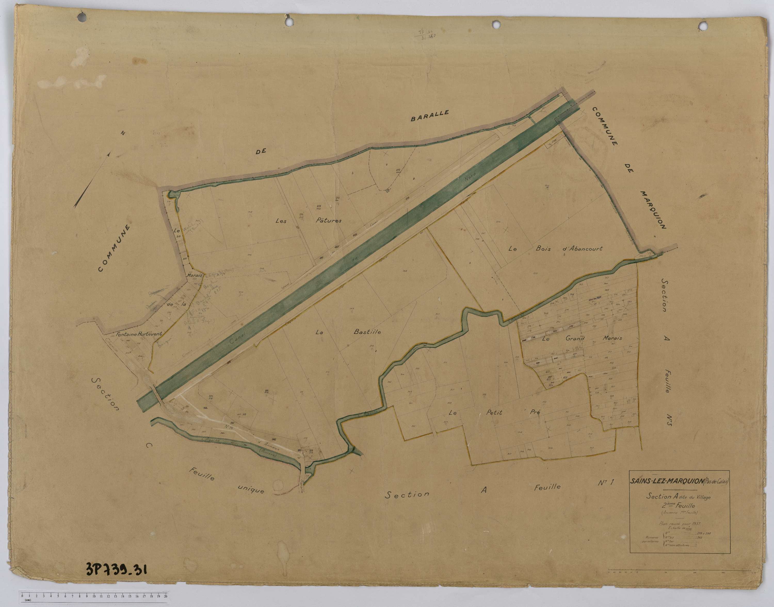 Sains-lès-Marquion - Section A, feuille 2.