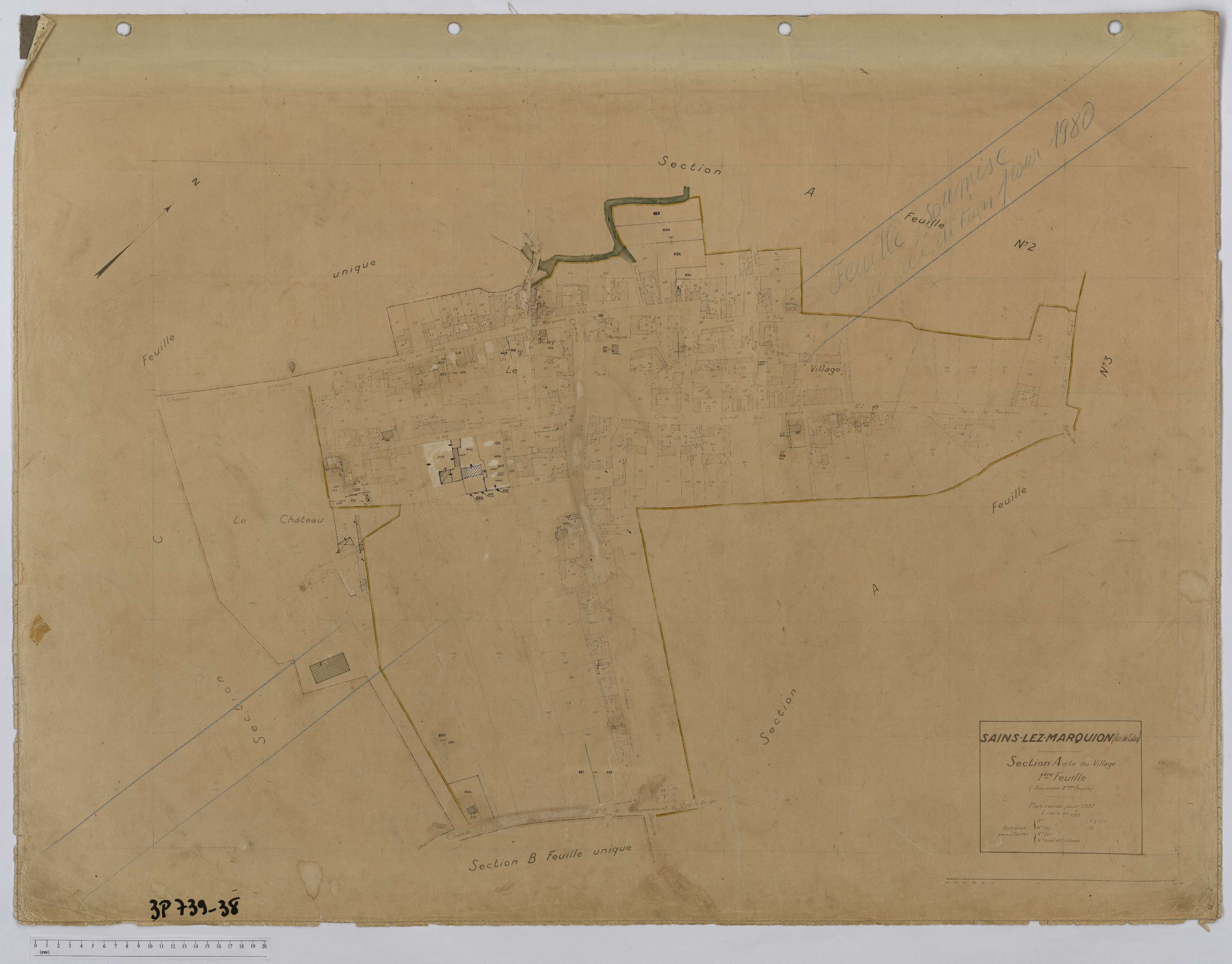 Sains-lès-Marquion - Section A, feuille 1.