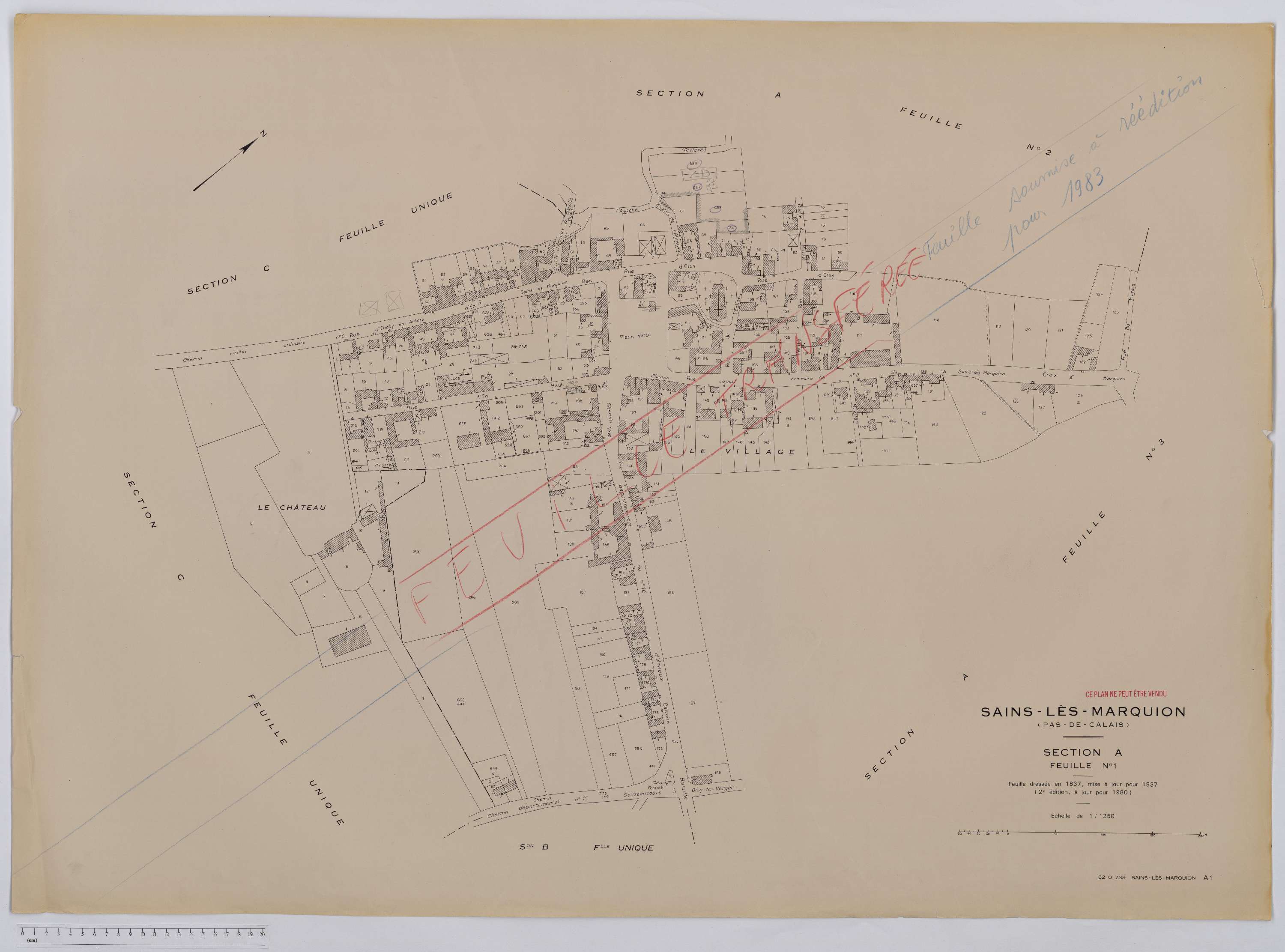 Sains-lès-Marquion - Section A, feuille 1.