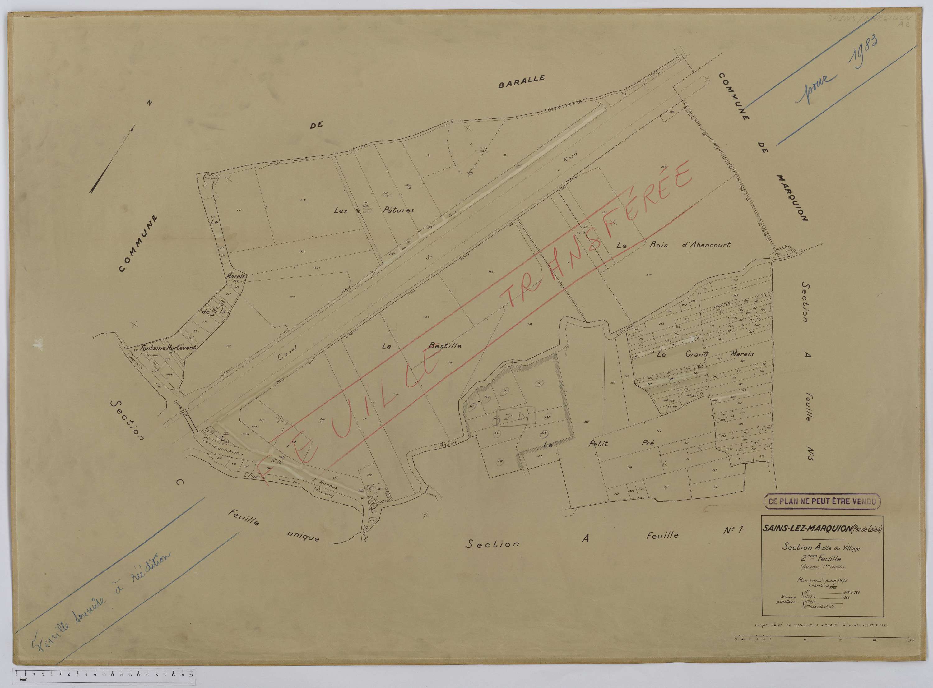 Sains-lès-Marquion - Section A, feuille 2.