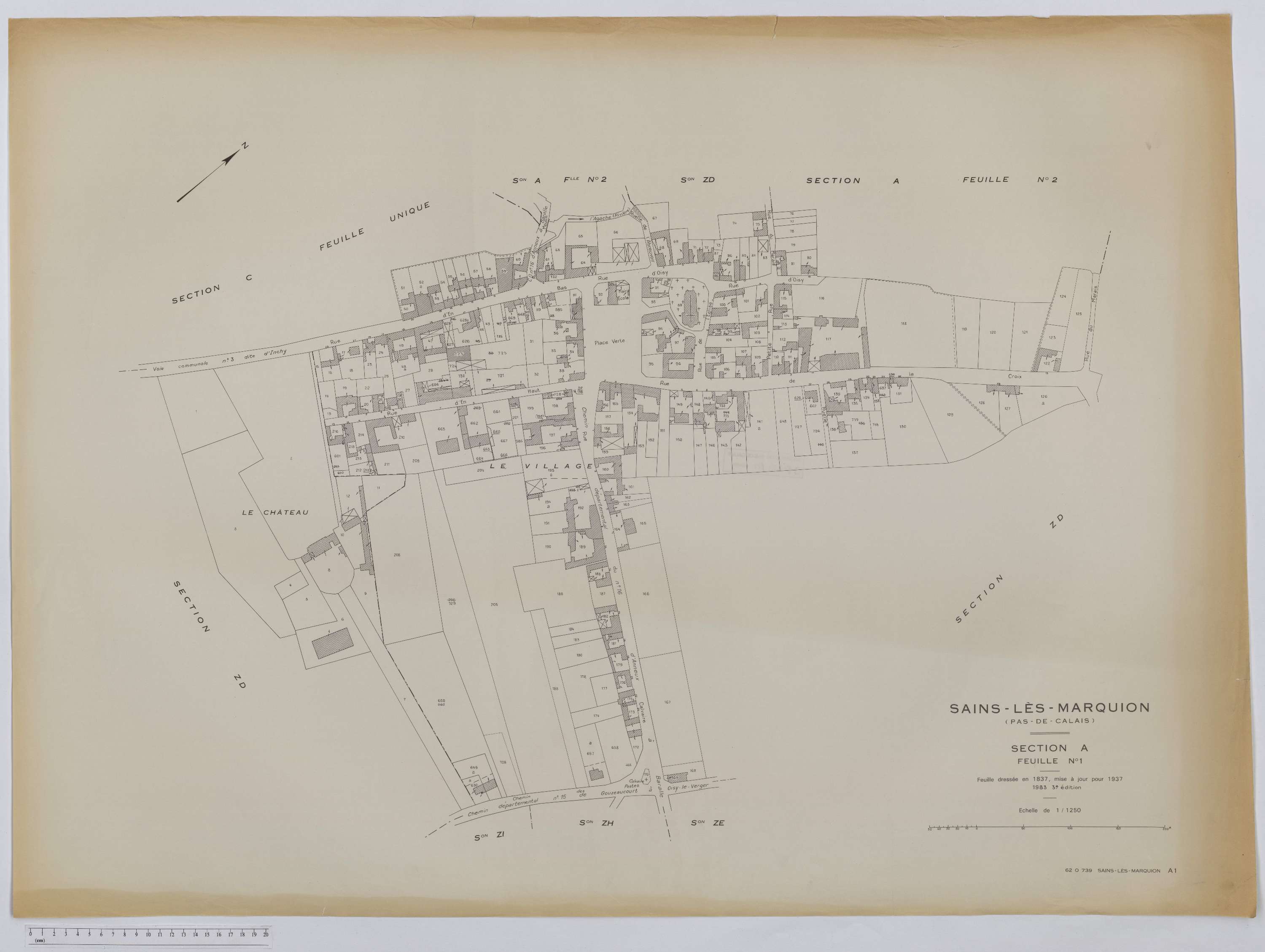 Sains-lès-Marquion - Section A, feuille 1.