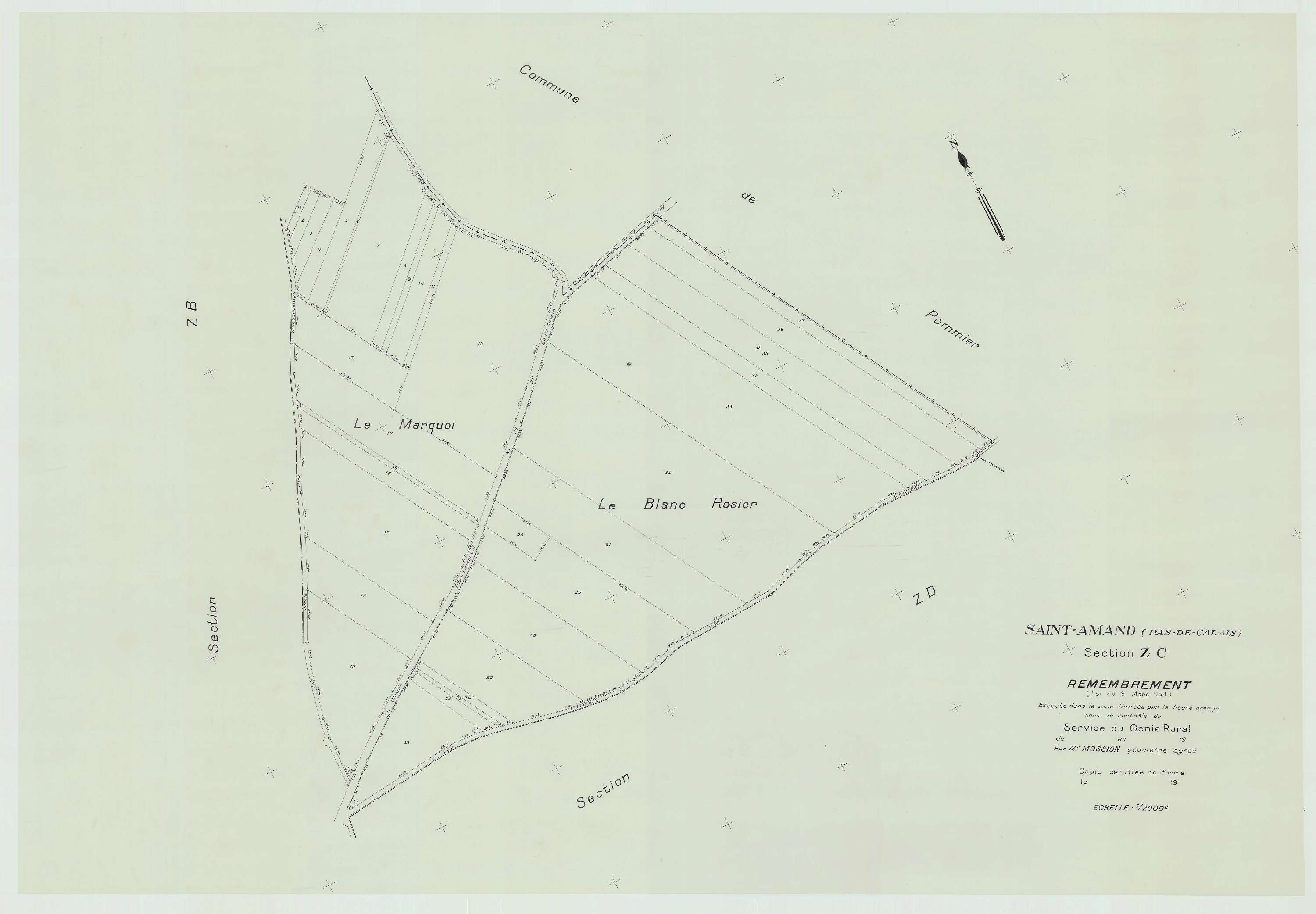 Saint-Amand - Plan de remembrement : section ZC.