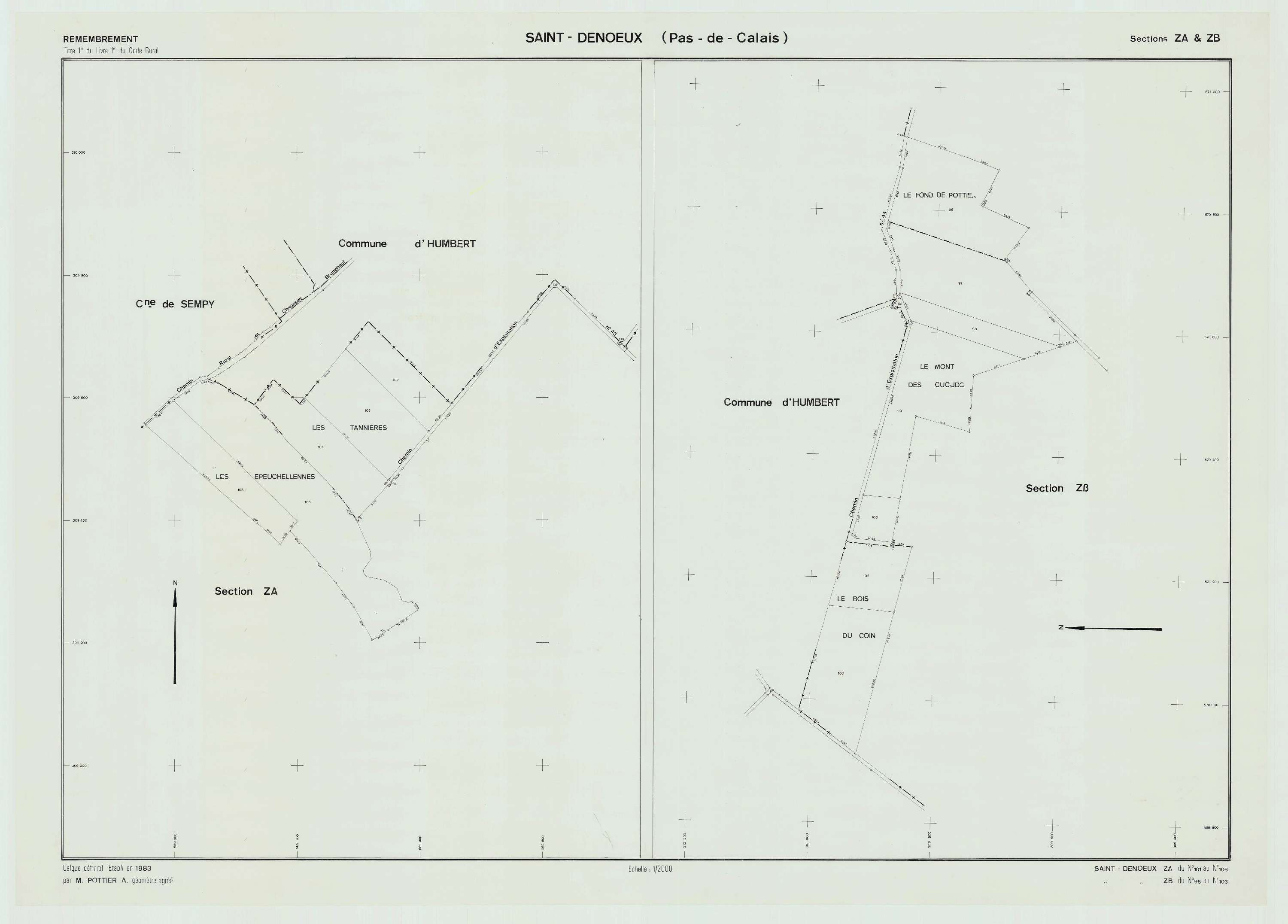 Saint-Denœux - Plan de remembrement : section ZA.