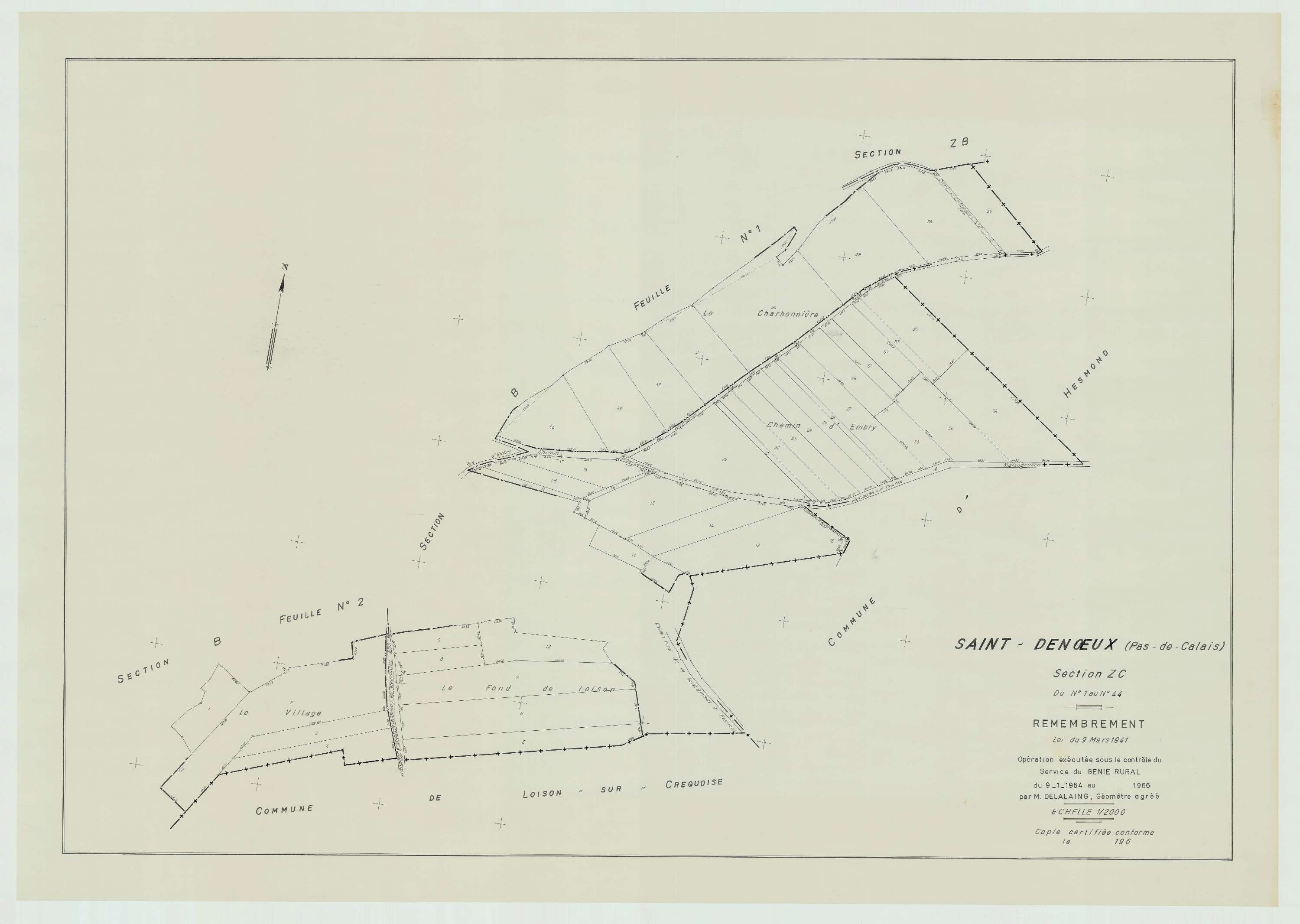 Saint-Denœux - Plan de remembrement : section ZC.