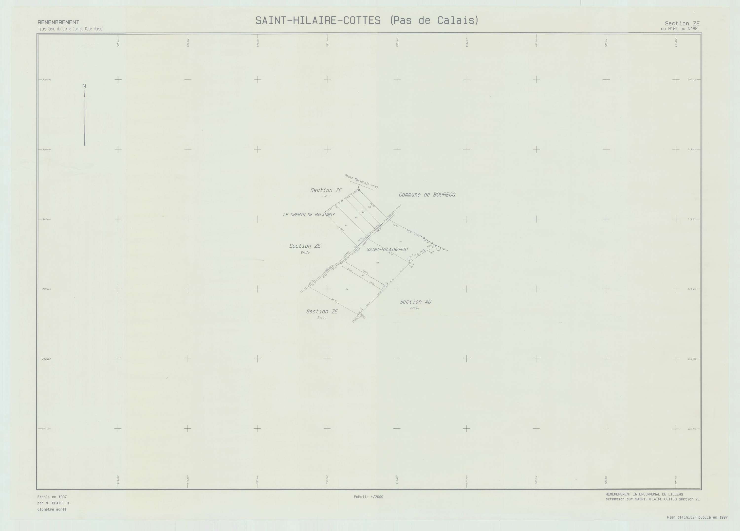 Saint-Hilaire-Cottes - Plan de remembrement : section ZE.
