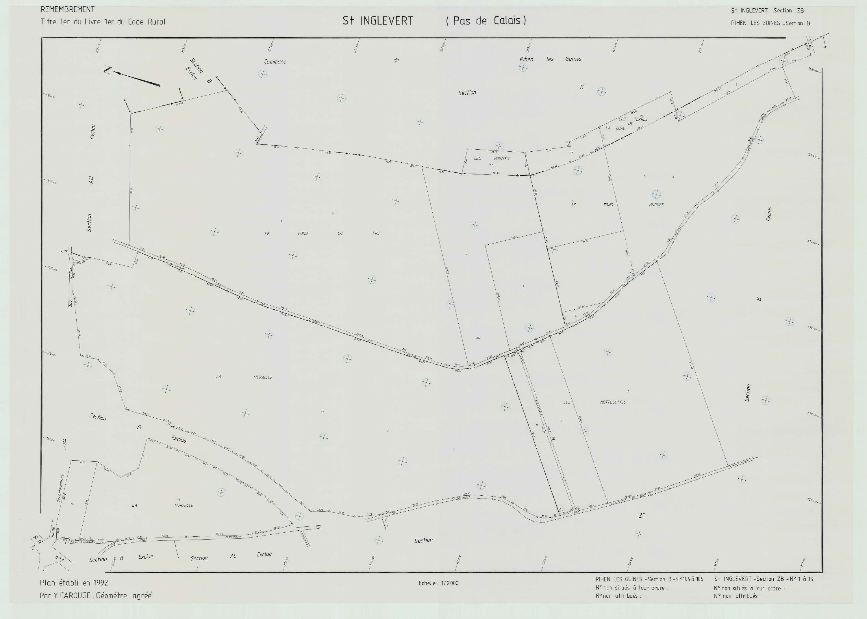 Saint-Inglevert - Plan de remembrement : section ZB.