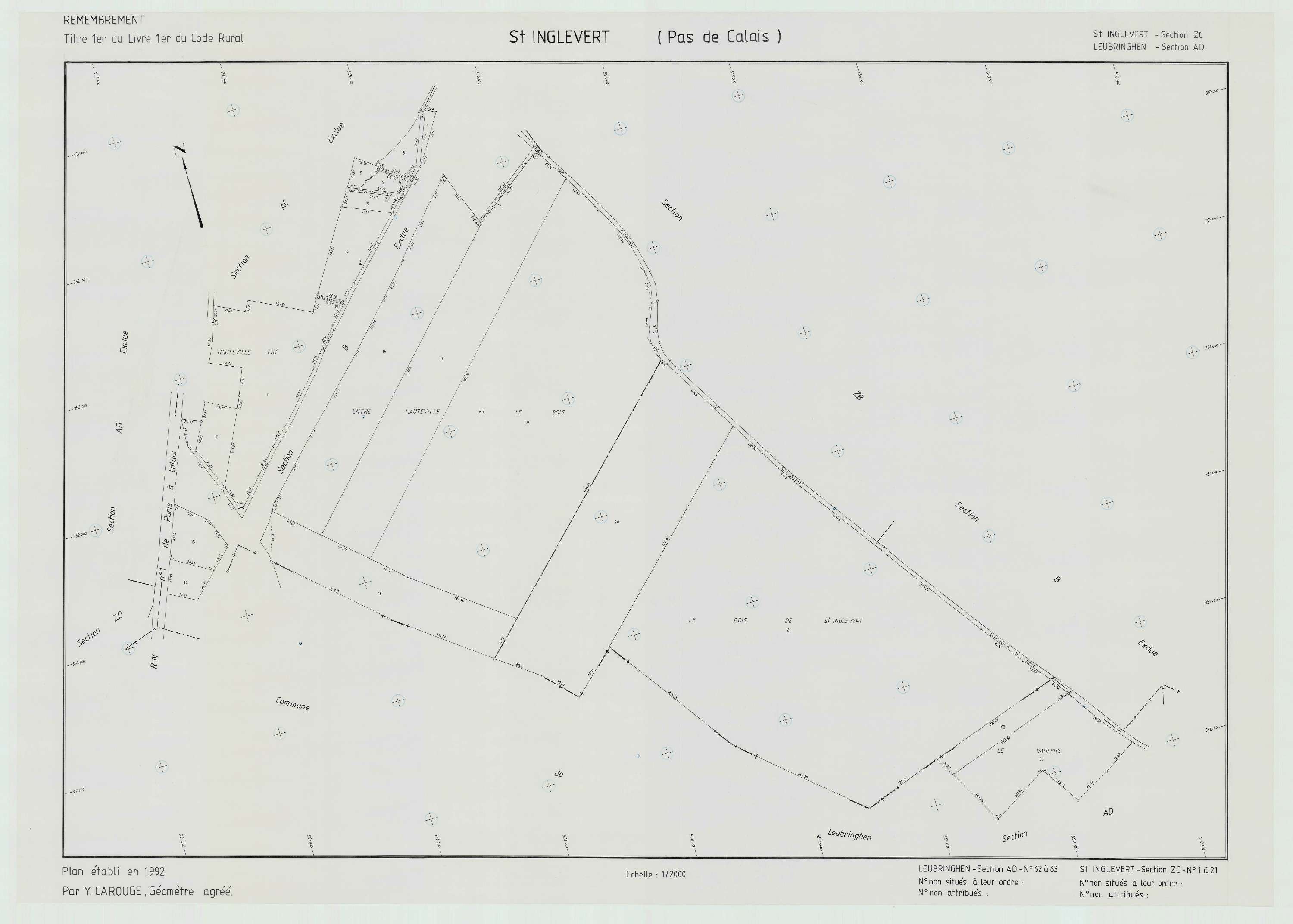 Saint-Inglevert - Plan de remembrement : section ZC.