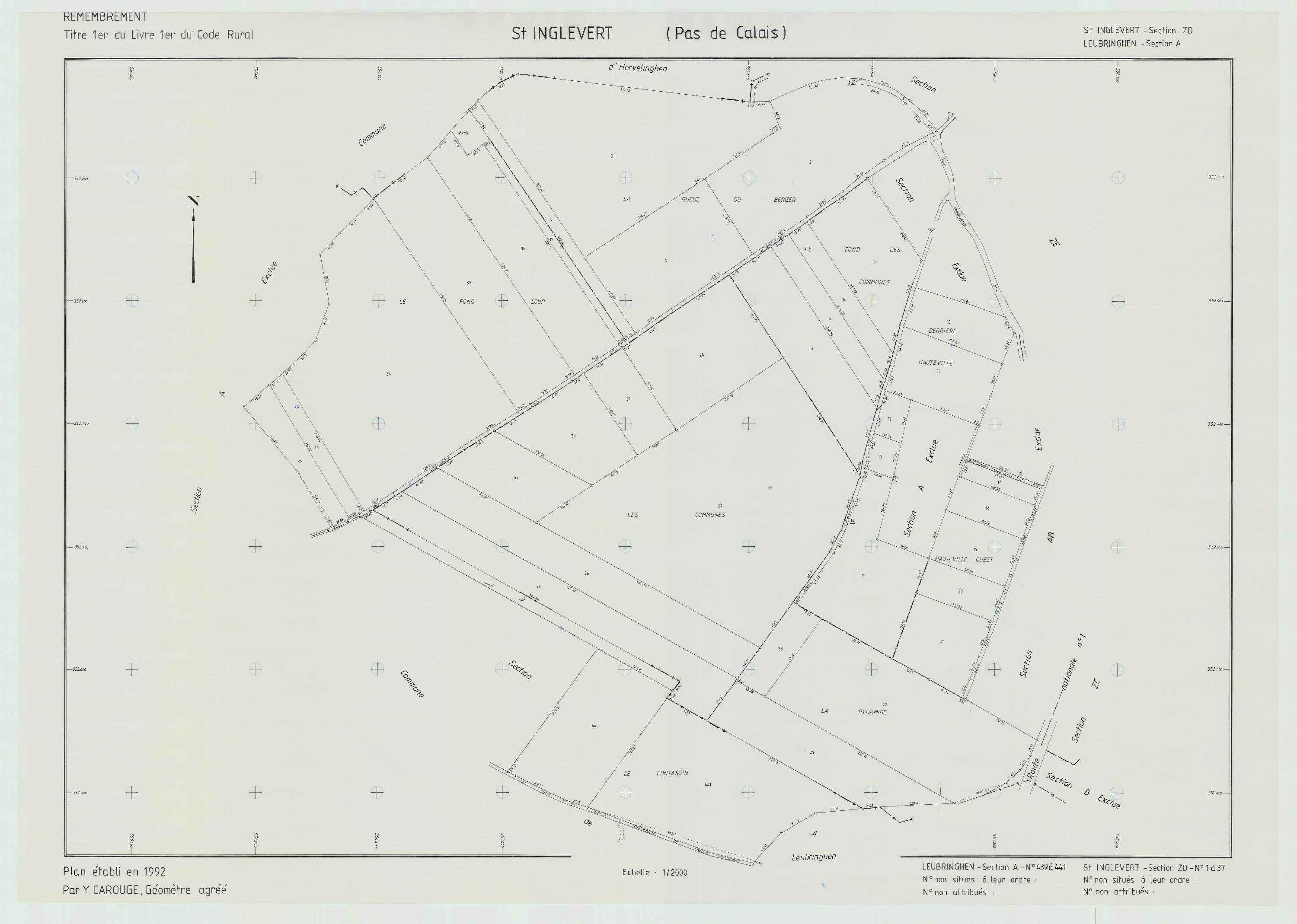 Saint-Inglevert - Plan de remembrement : section ZD.