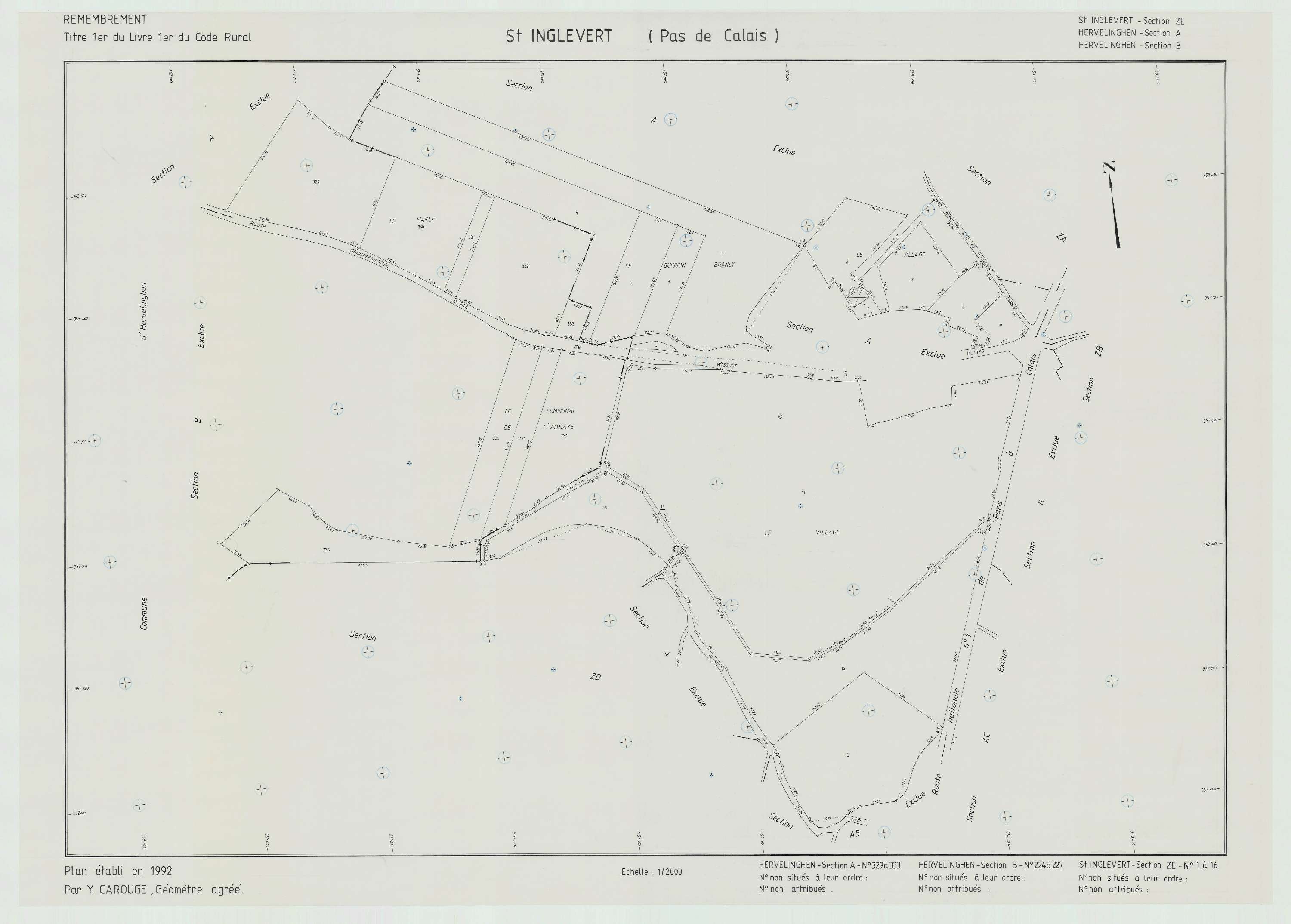 Saint-Inglevert - Plan de remembrement : section ZE.