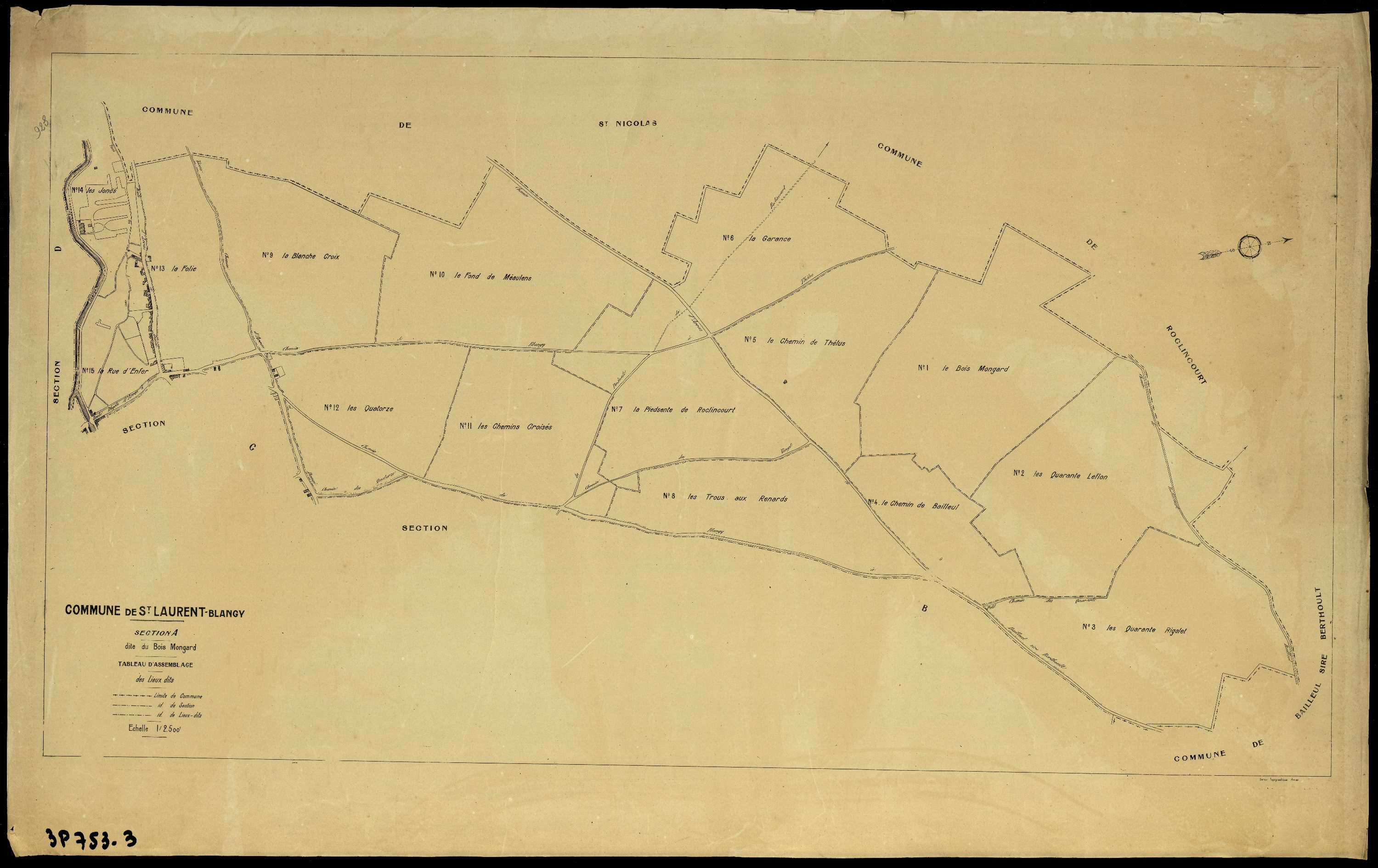 Saint-Laurent-Blangy - Section A : tableau d'assemblage