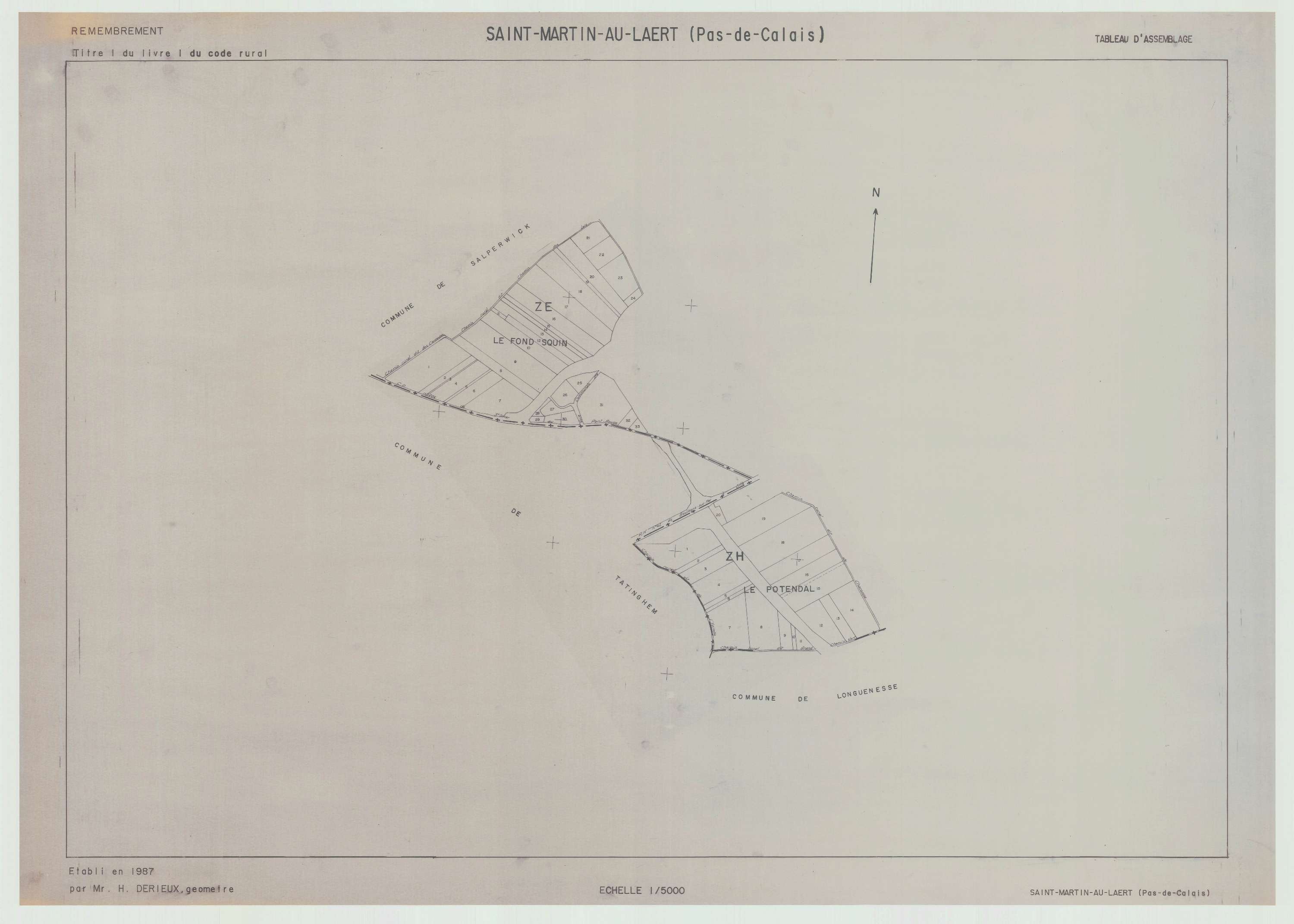 Saint-Martin-au-Laërt - Plan cadastral : tableau d'assemblage postérieur au remembrement.