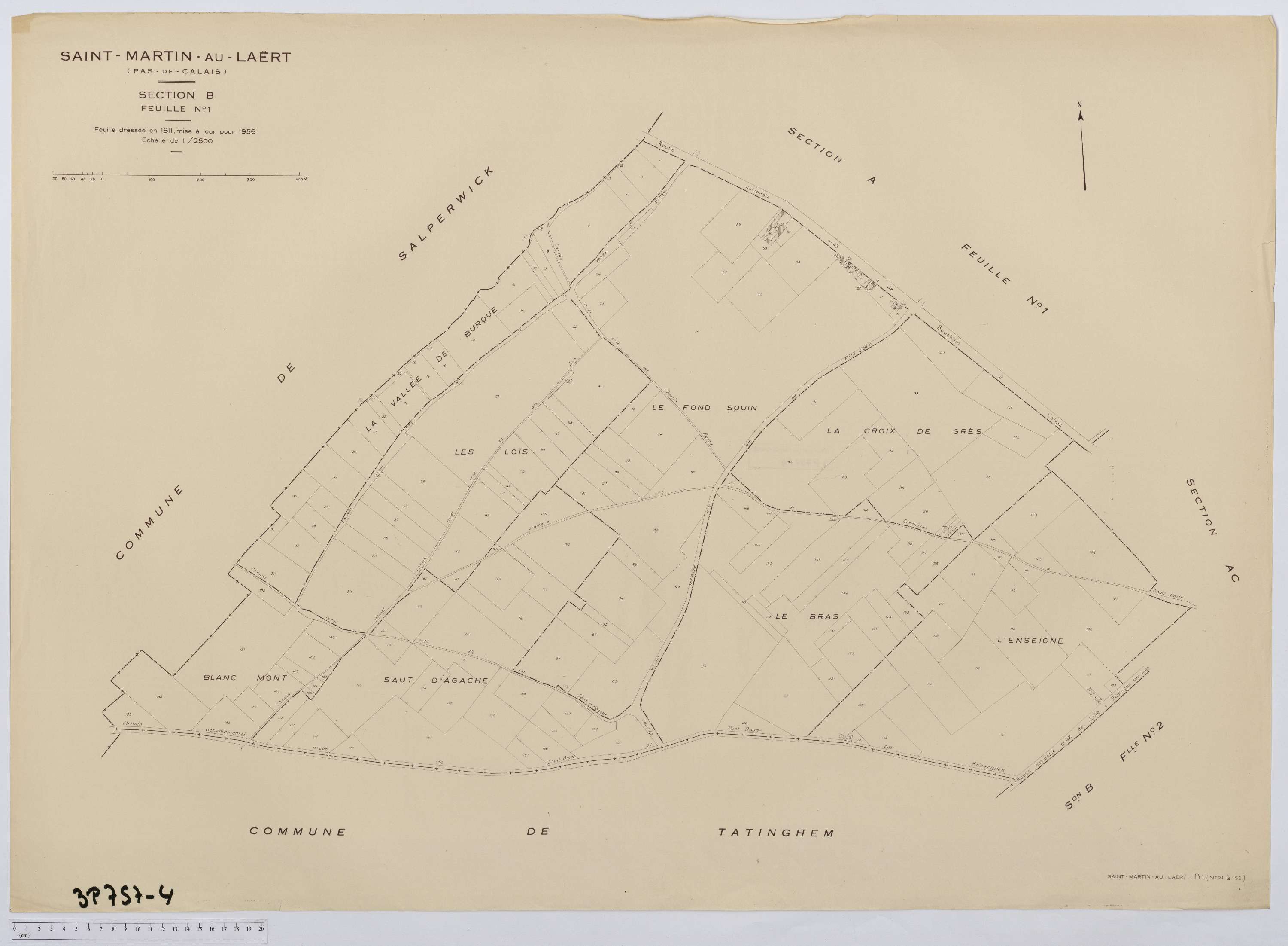 Saint-Martin-au-Laërt - Section B, feuille 1.