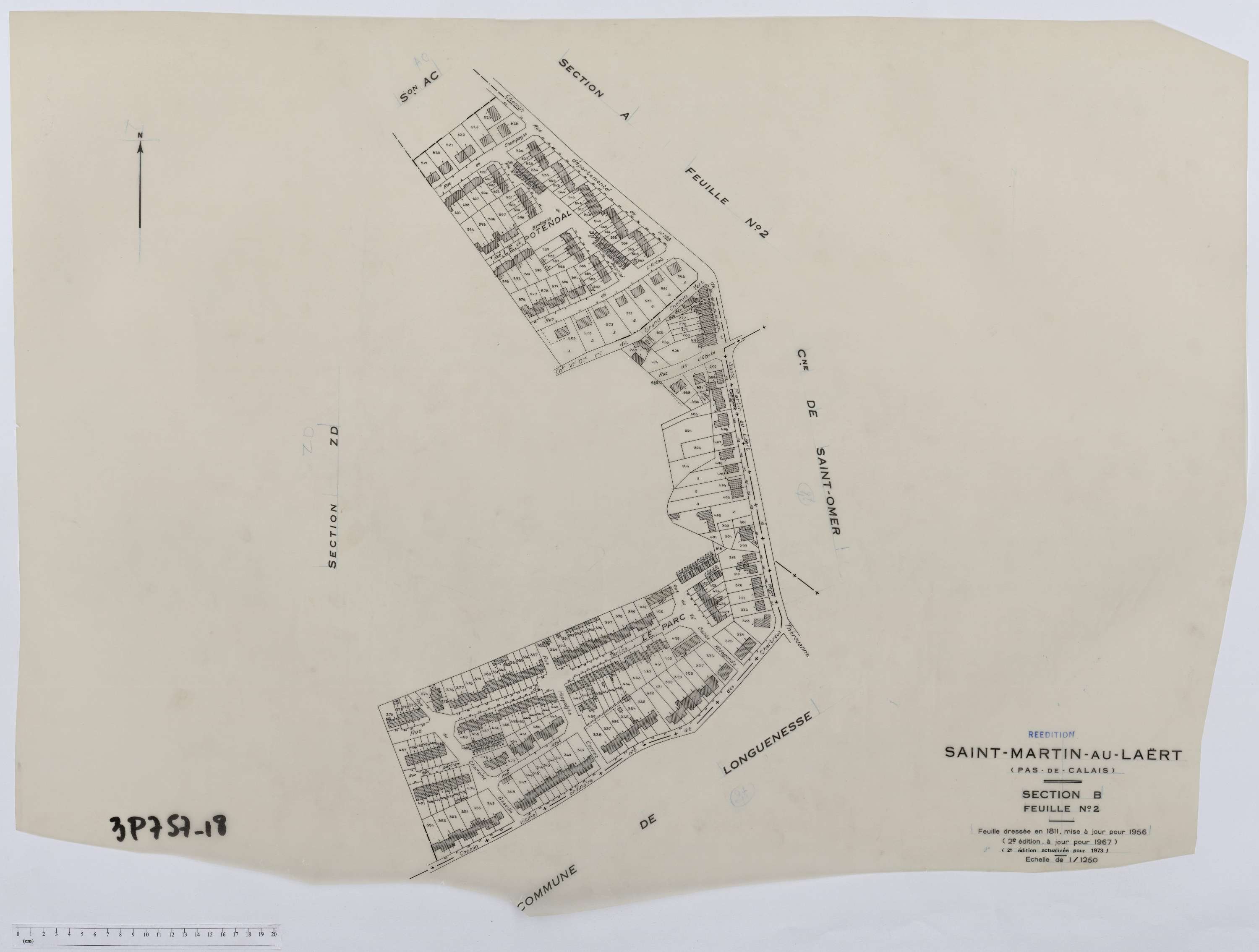 Saint-Martin-au-Laërt - Section B, feuille 2.