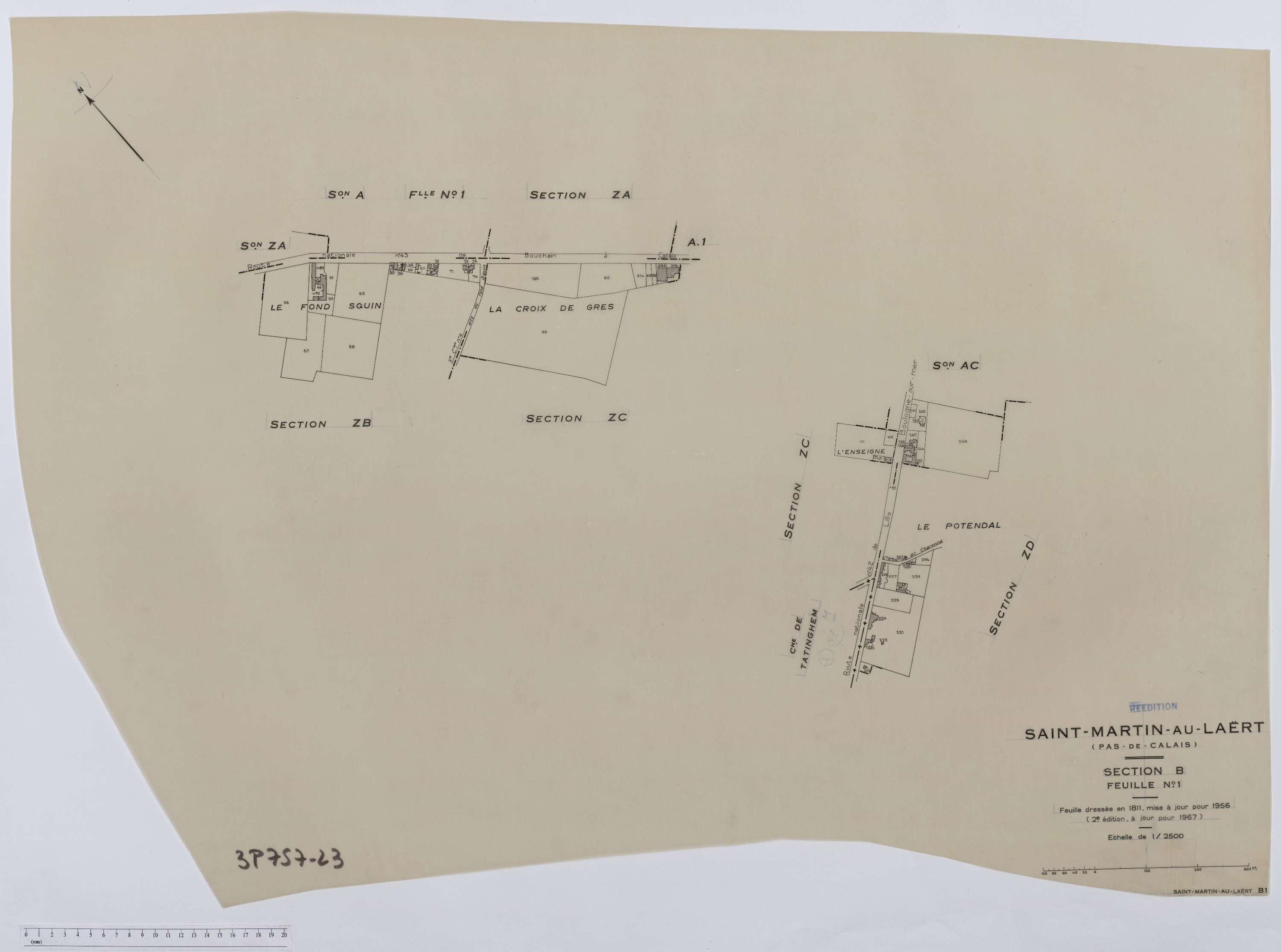 Saint-Martin-au-Laërt - Section B, feuille 1.