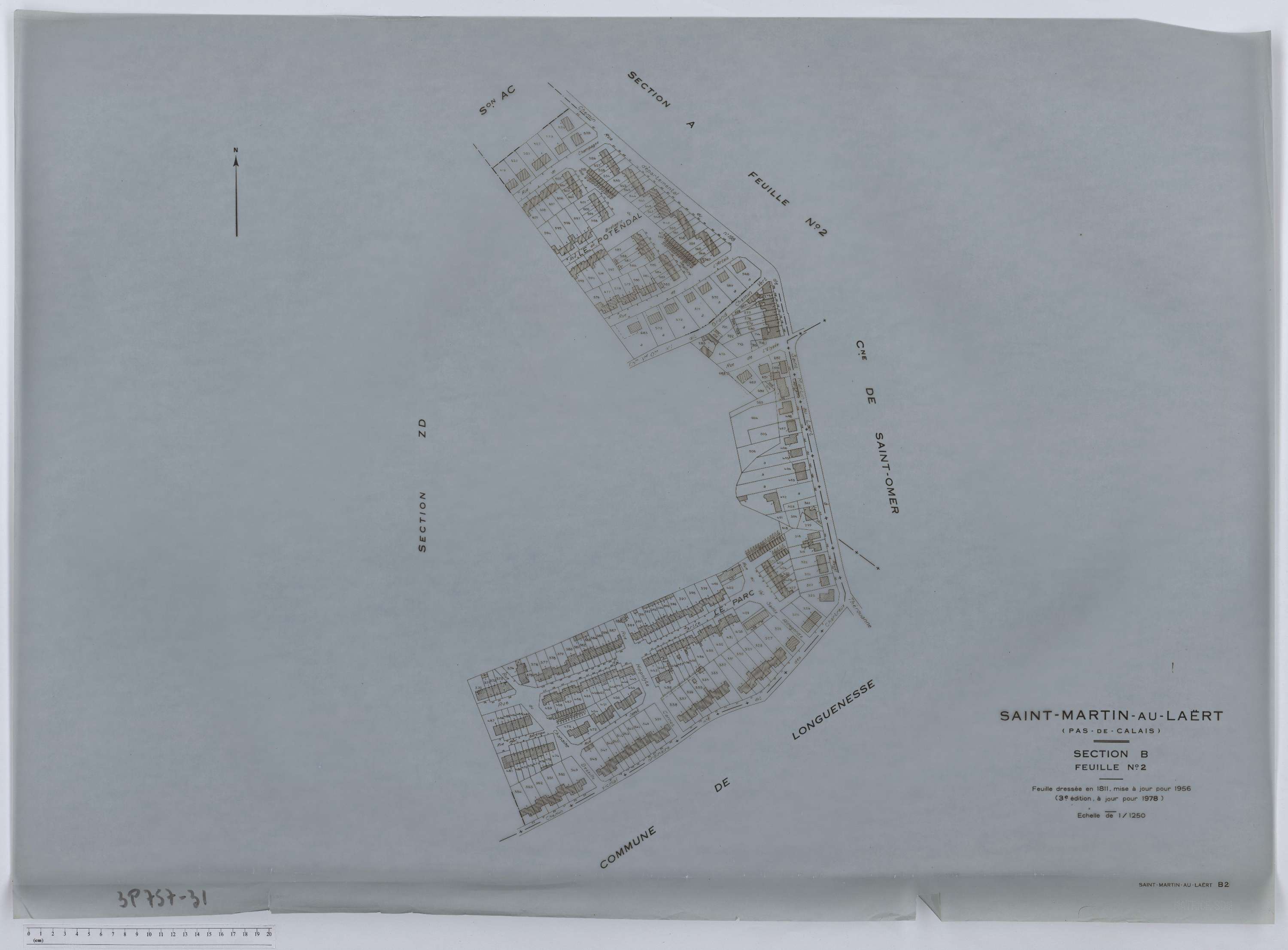 Saint-Martin-au-Laërt - Section B, feuille 2.