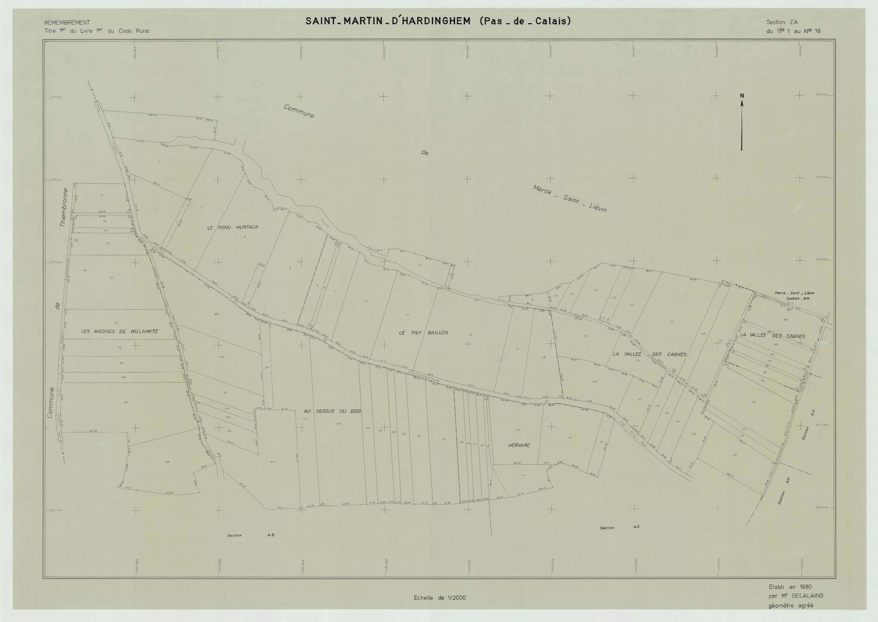 Saint-Martin-d'Hardinghem - Plan de remembrement : section ZA.