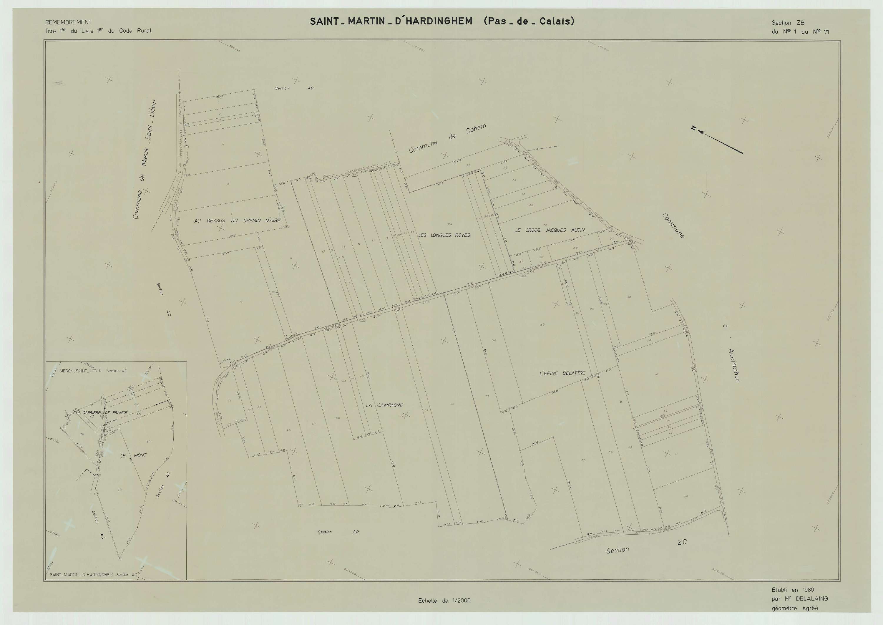Saint-Martin-d'Hardinghem - Plan de remembrement : section ZB.