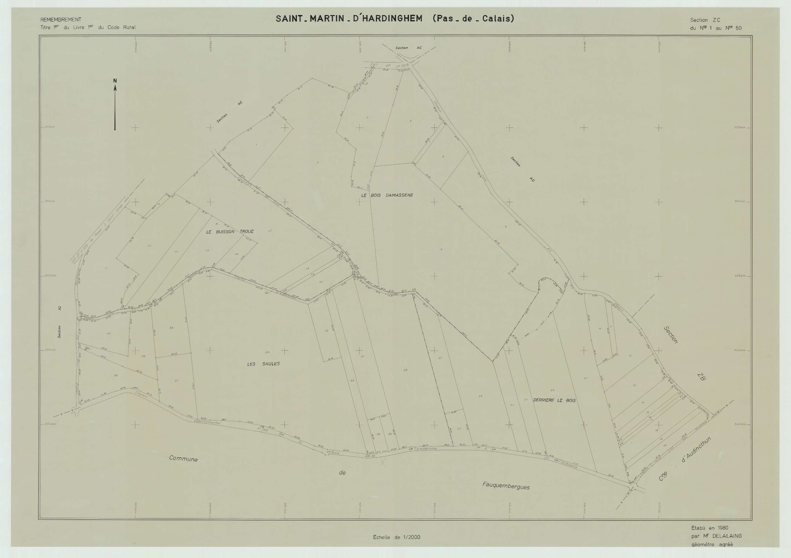 Saint-Martin-d'Hardinghem - Plan de remembrement : section ZC.