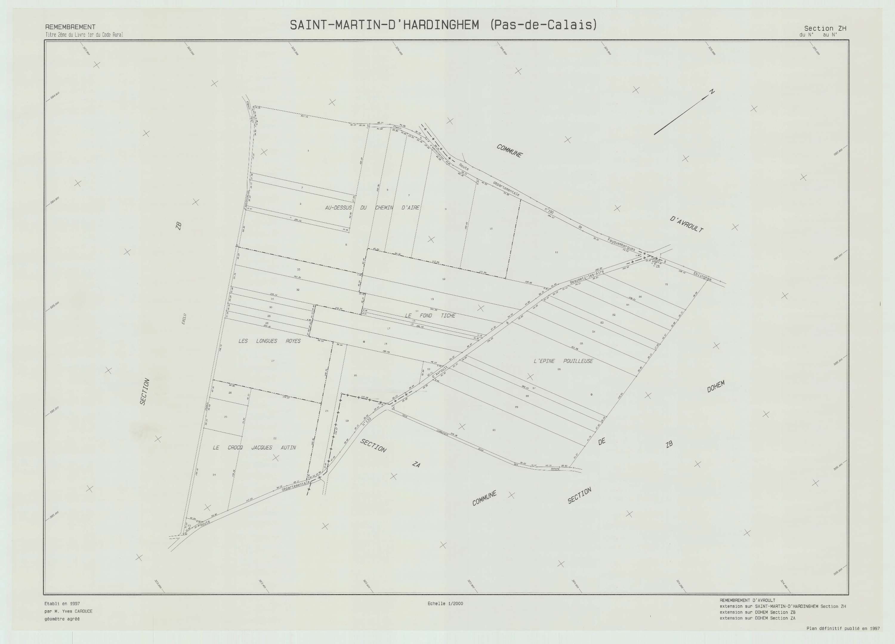 Saint-Martin-d'Hardinghem - Plan de remembrement : section ZH.