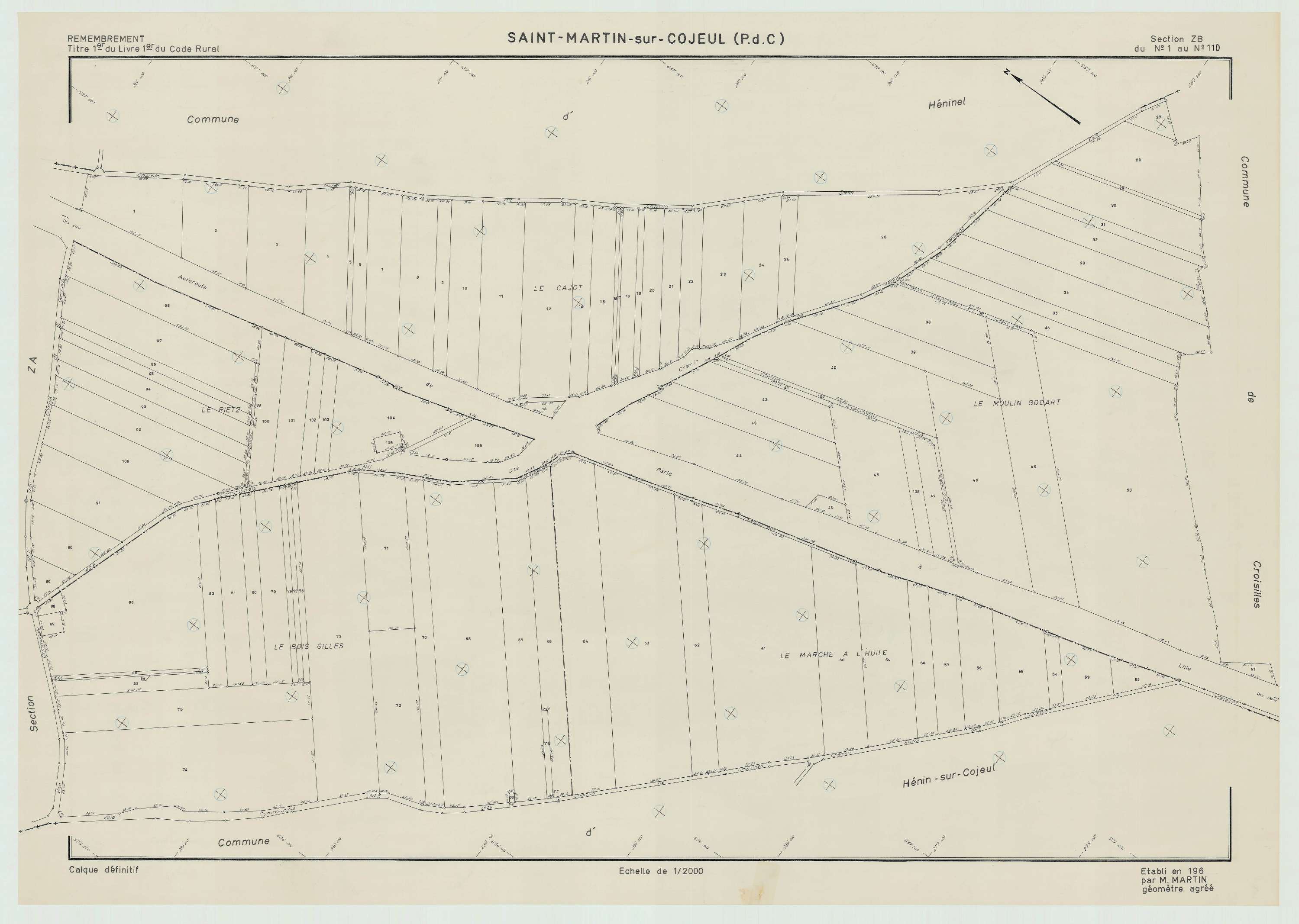 Saint-Martin-sur-Cojeul - Plan de remembrement : section ZB.
