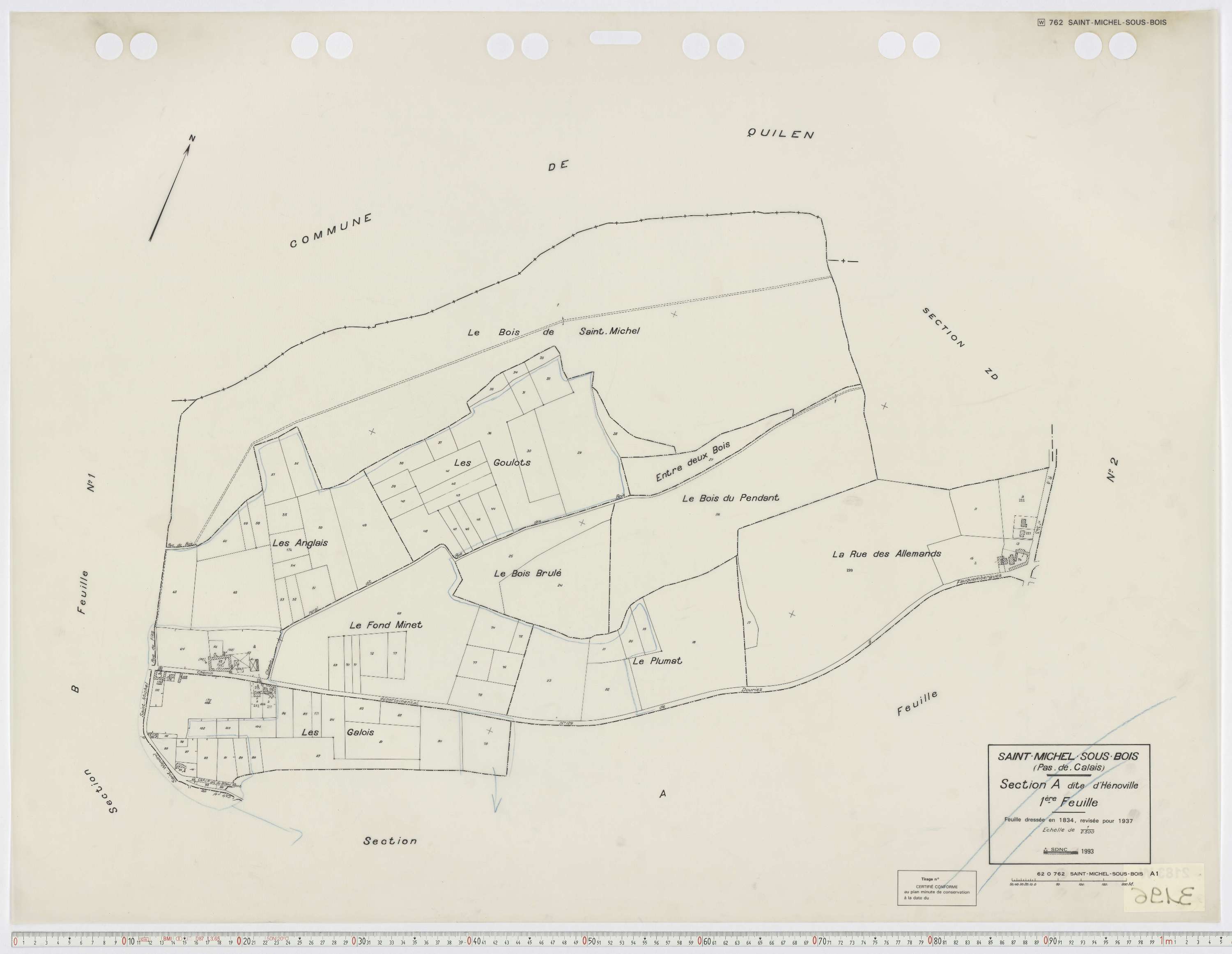 Saint-Michel-sous-Bois - Section A, feuille 1.