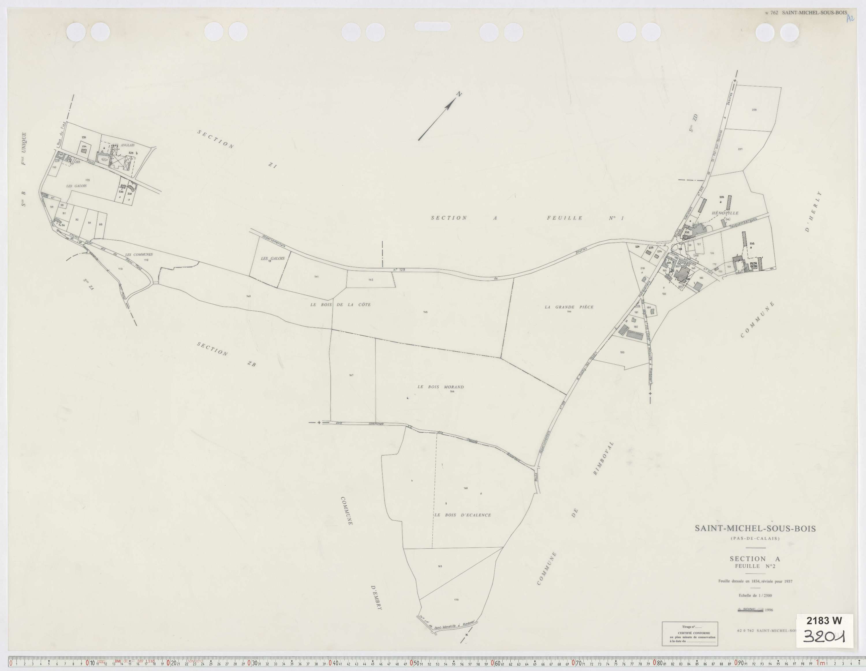Saint-Michel-sous-Bois - Section A, feuille 2.