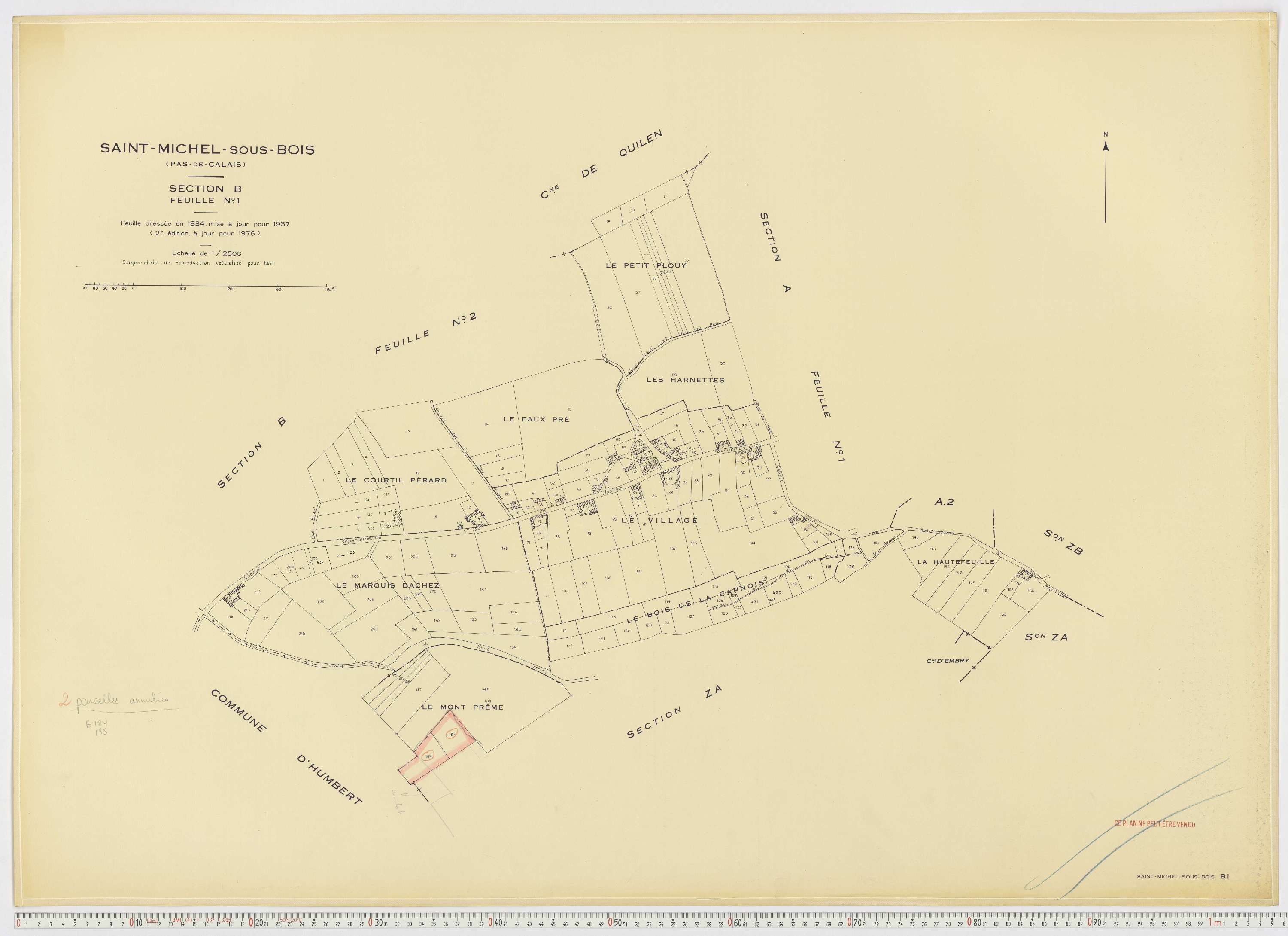 Saint-Michel-sous-Bois - Section B, feuille 1.