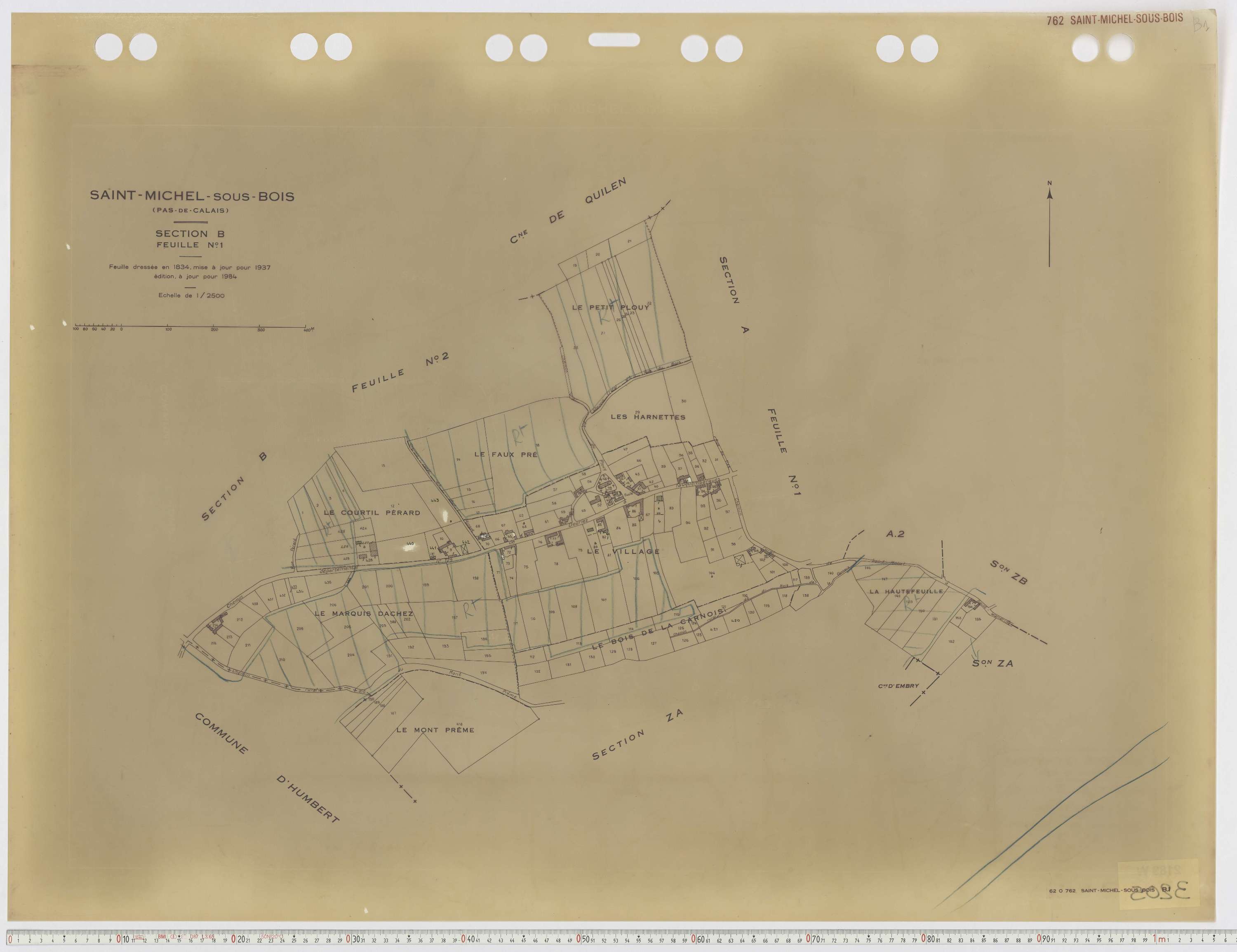 Saint-Michel-sous-Bois - Section B, feuille 1.