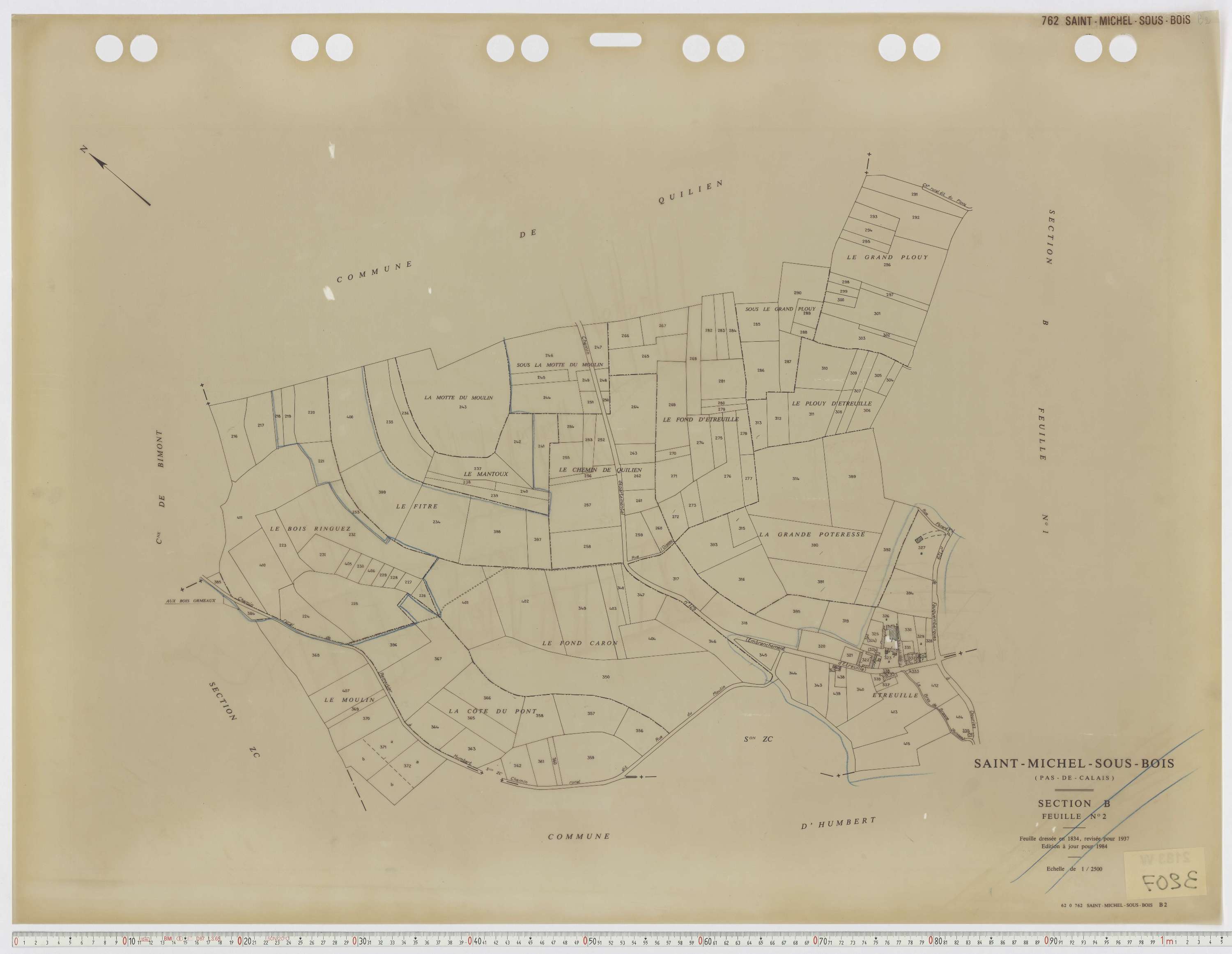 Saint-Michel-sous-Bois - Section B, feuille 2.