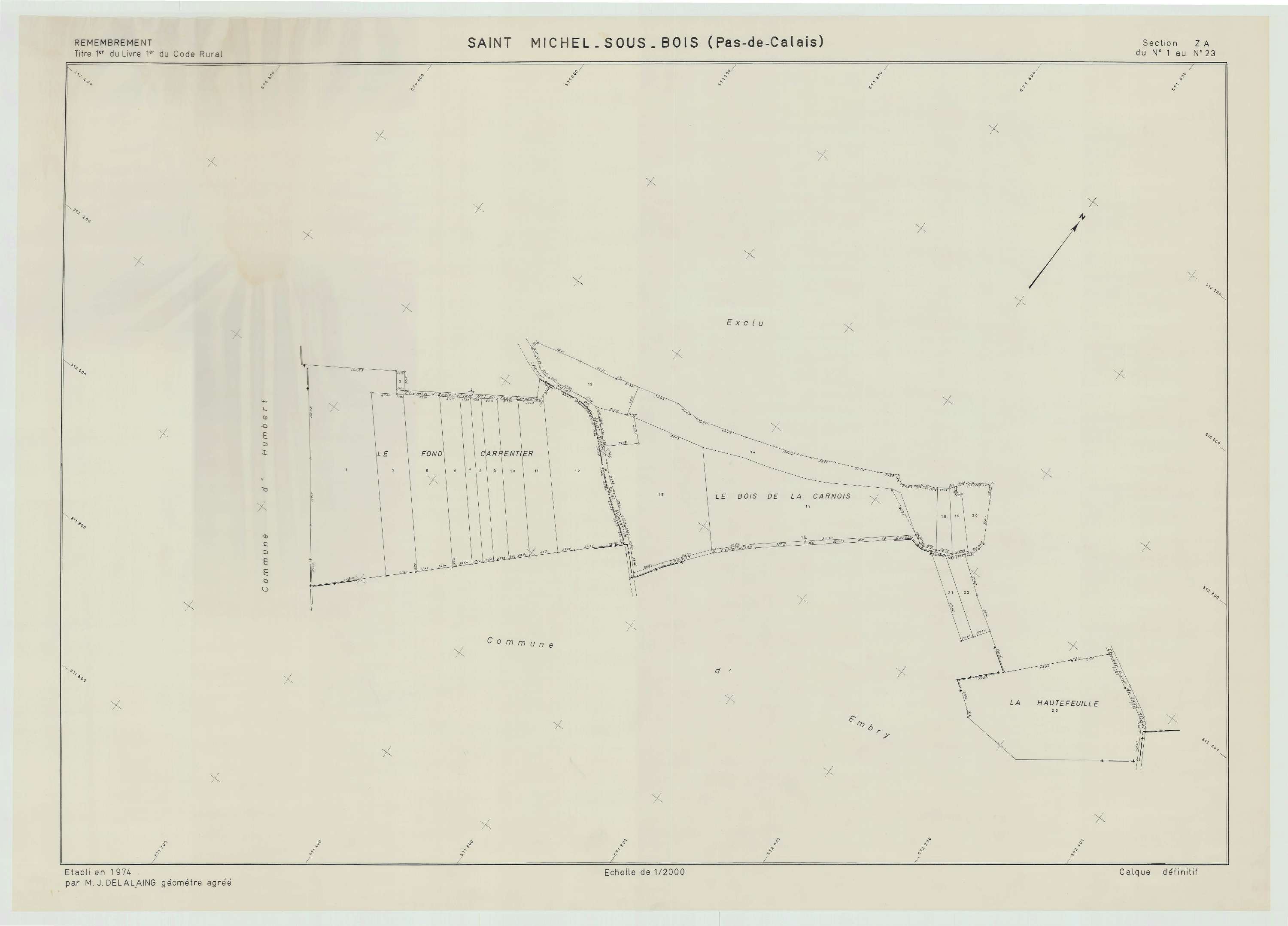 Saint-Michel-sous-Bois - Plan de remembrement : section ZA.