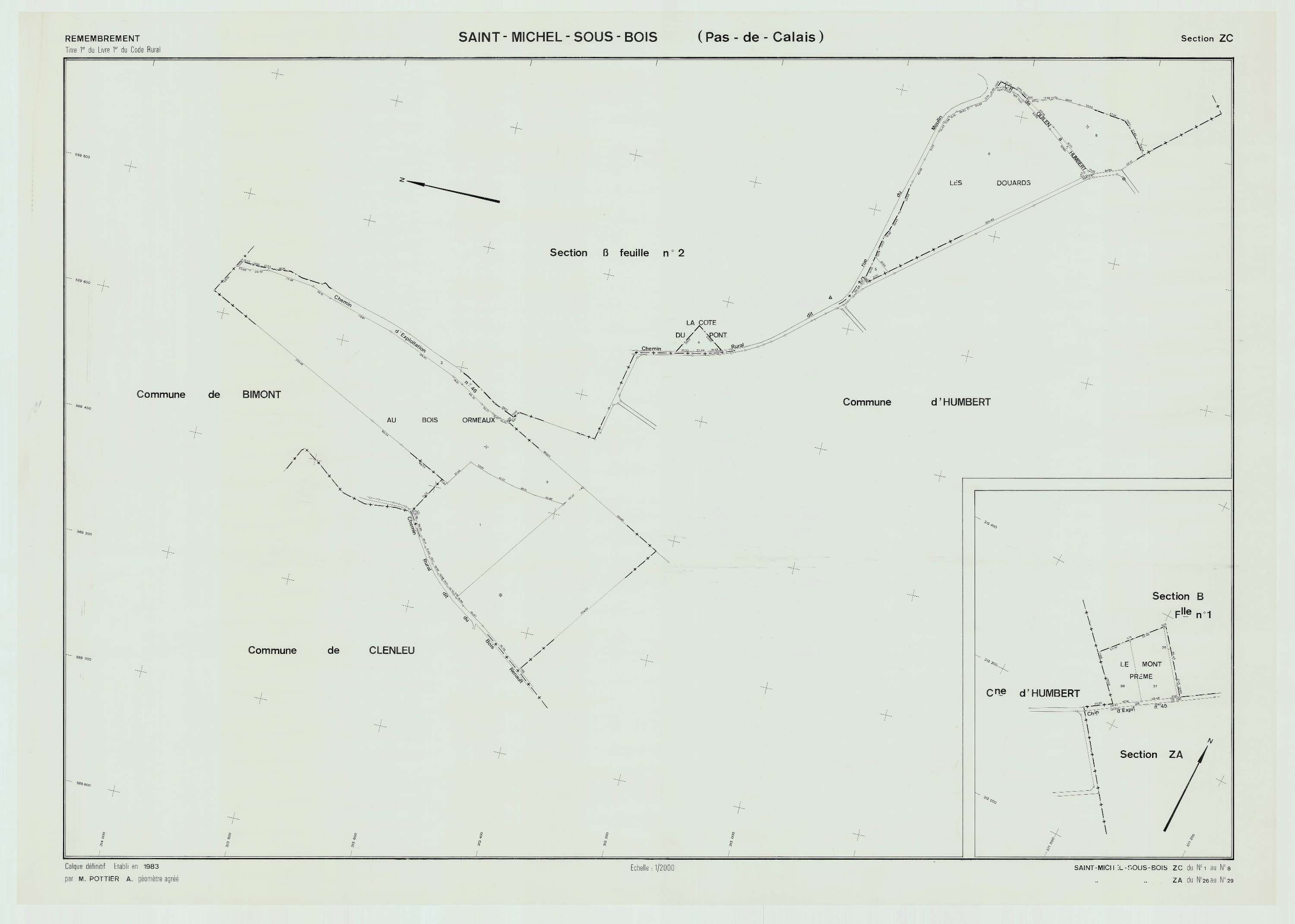 Saint-Michel-sous-Bois - Plan de remembrement : section ZC.