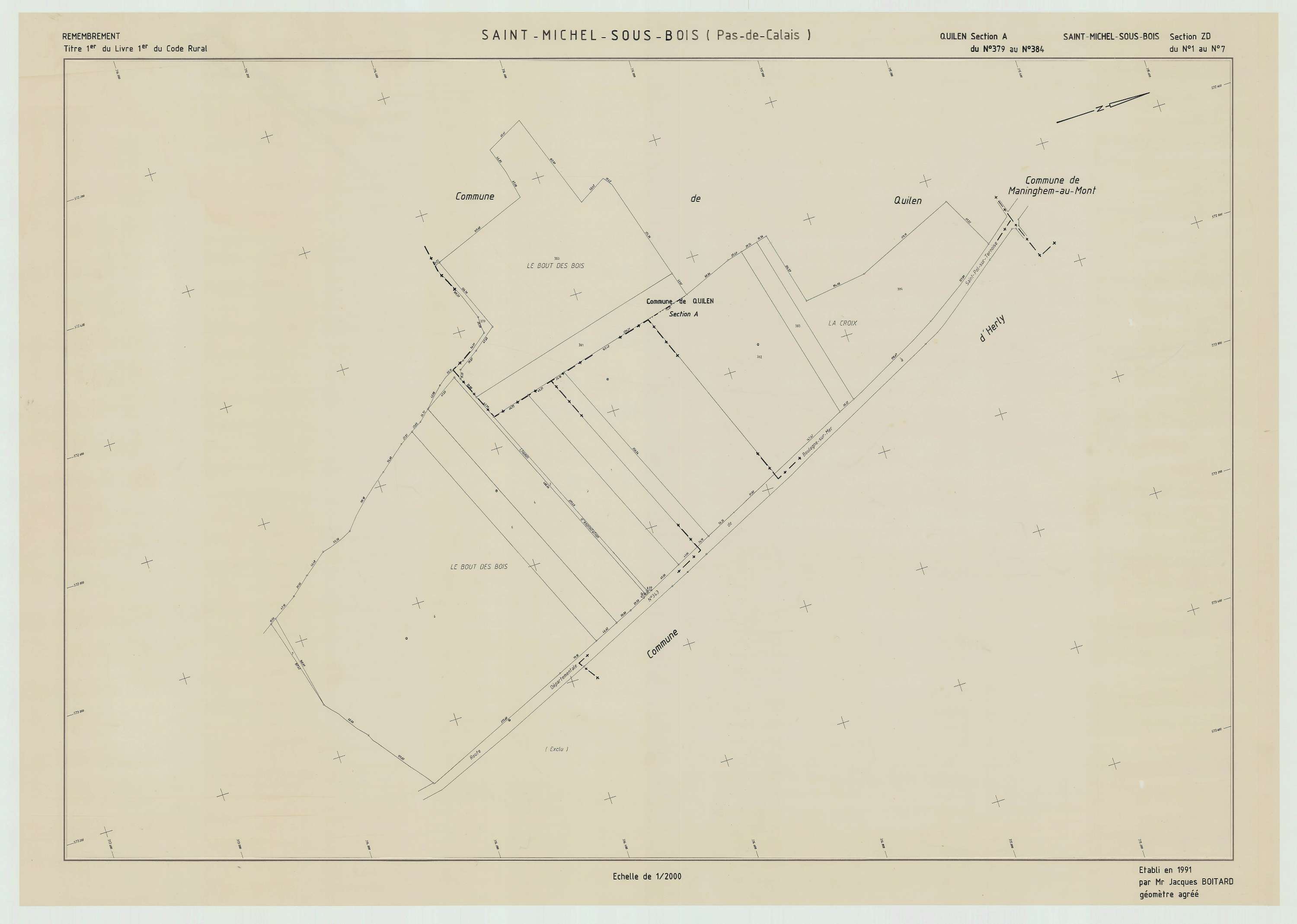 Saint-Michel-sous-Bois - Plan de remembrement : section ZD.