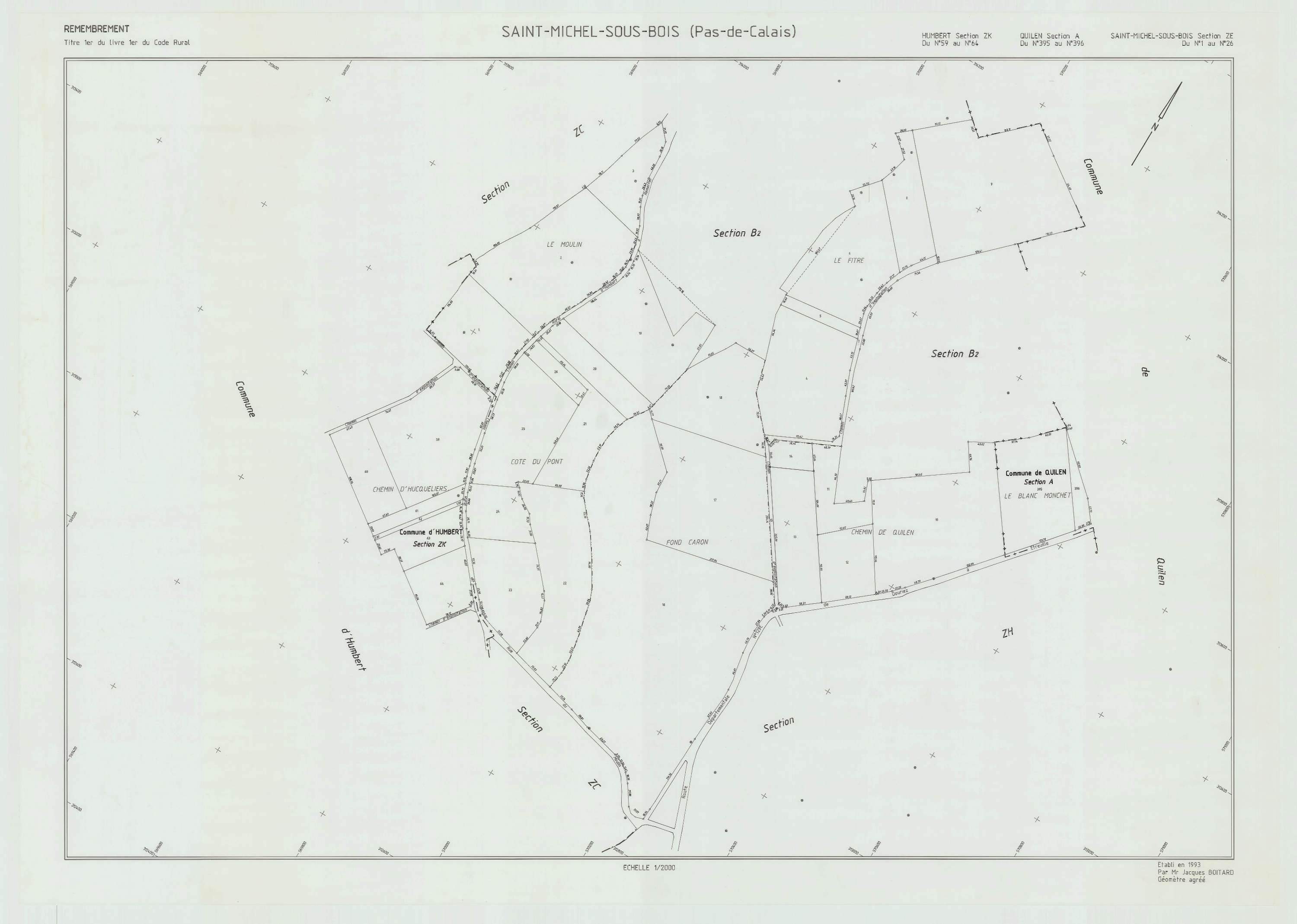 Saint-Michel-sous-Bois - Plan de remembrement : section ZE.