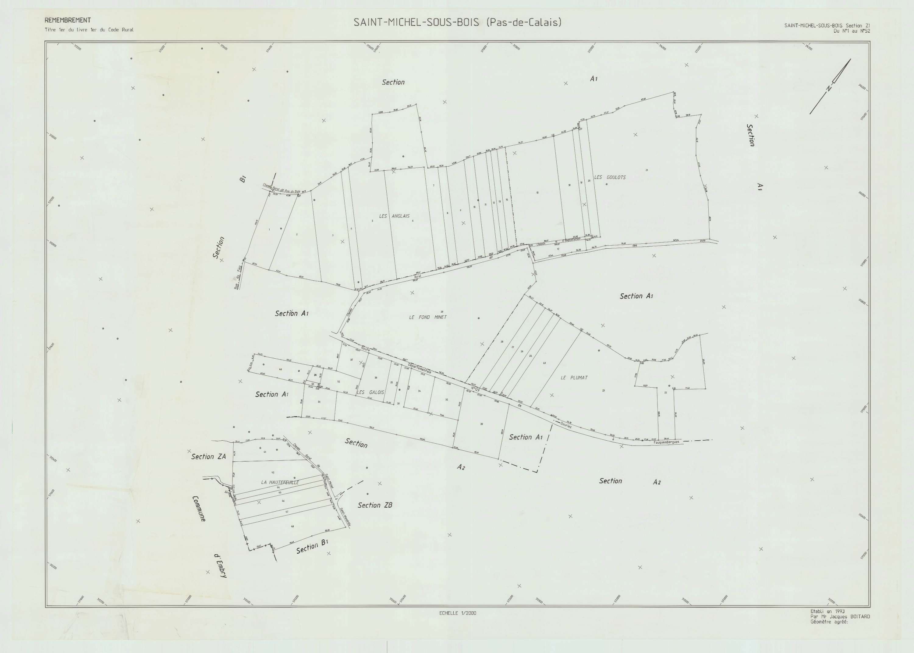 Saint-Michel-sous-Bois - Plan de remembrement : section ZI.