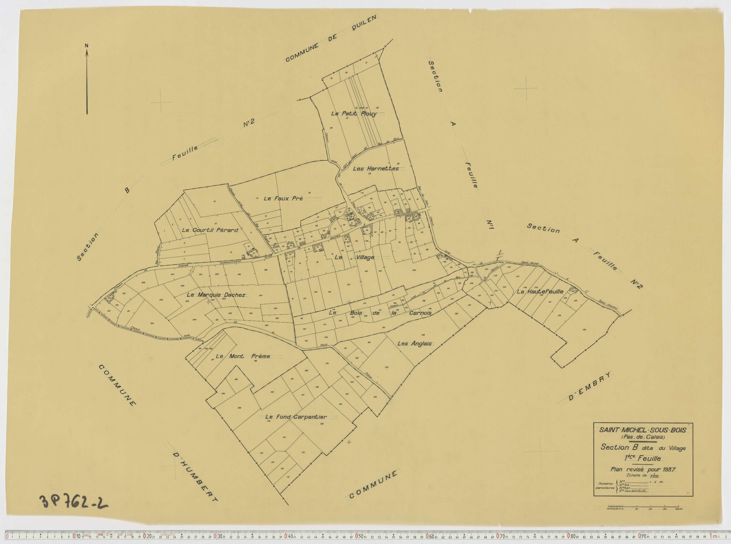 Saint-Michel-sous-Bois - Section B, feuille 1.