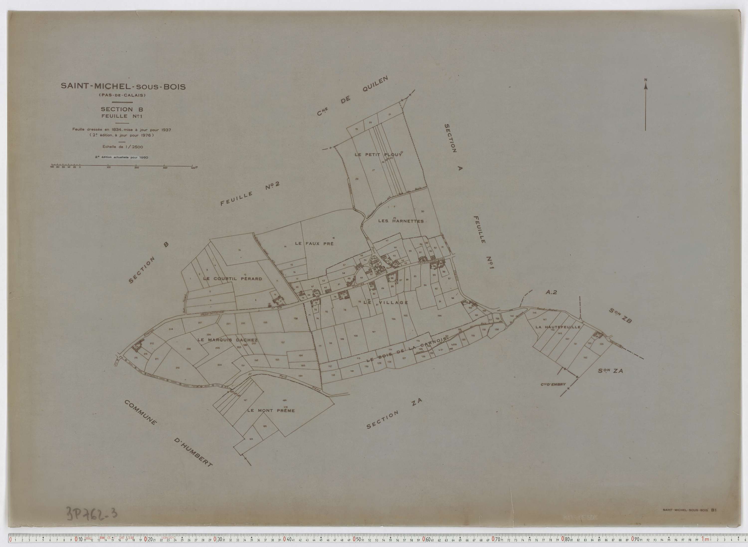 Saint-Michel-sous-Bois - Section B, feuille 1.